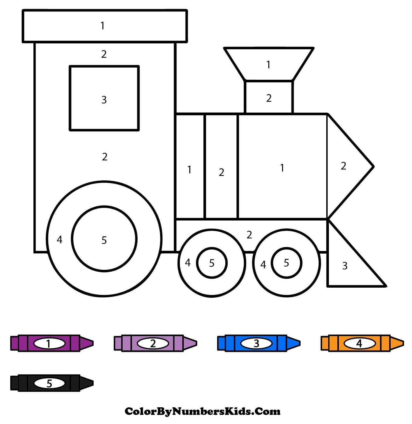Basic Train Color By Number