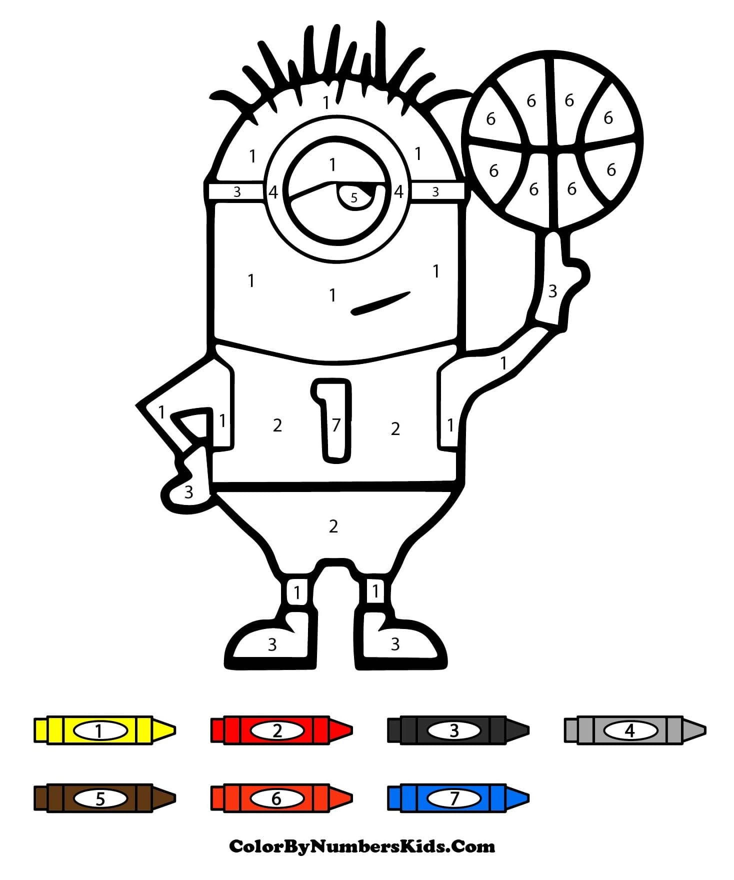 Basketball Minion Color By Number