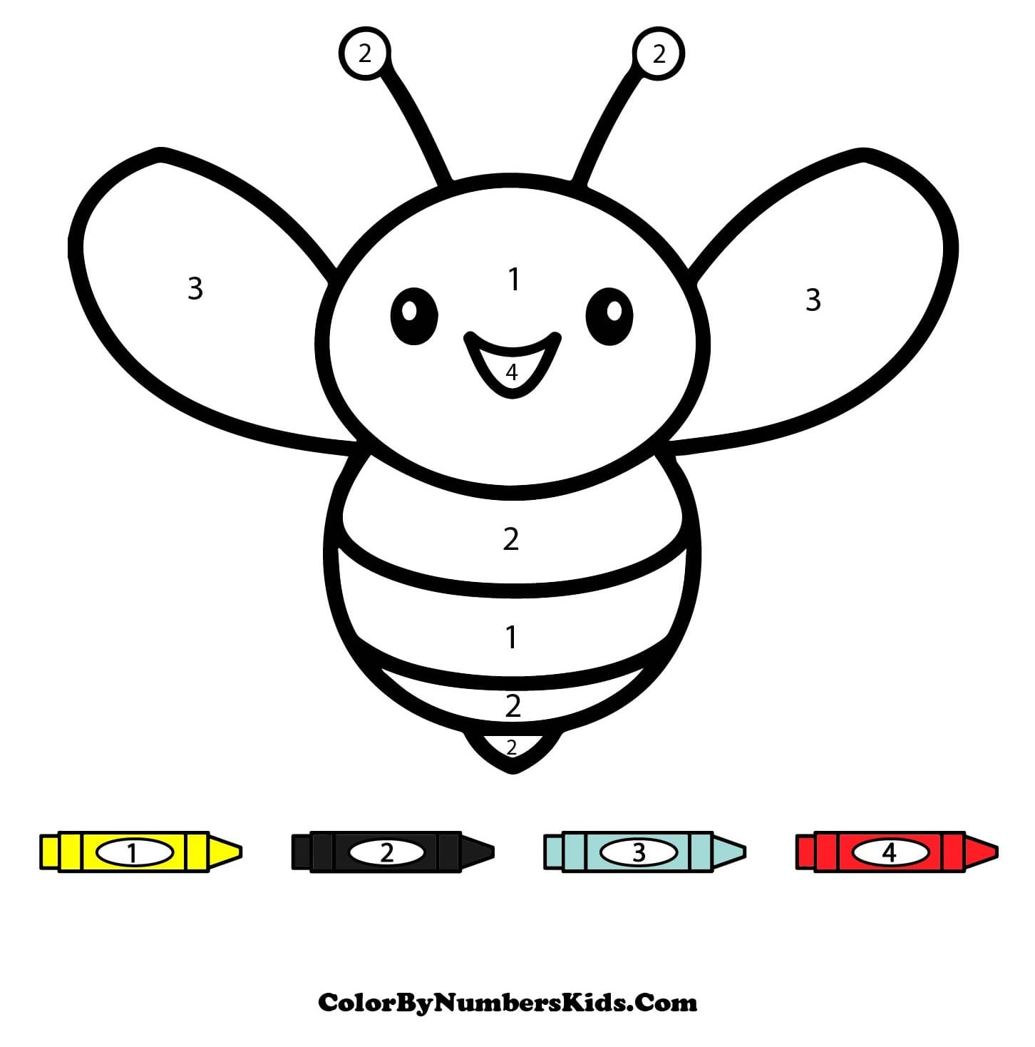 Bee Color By Number For Children