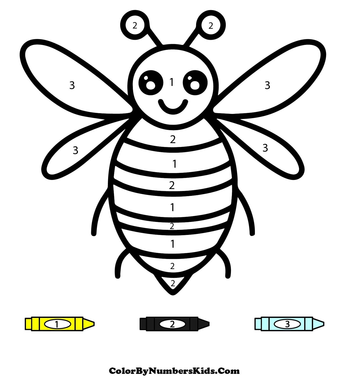 Bee Color By Number For Kids