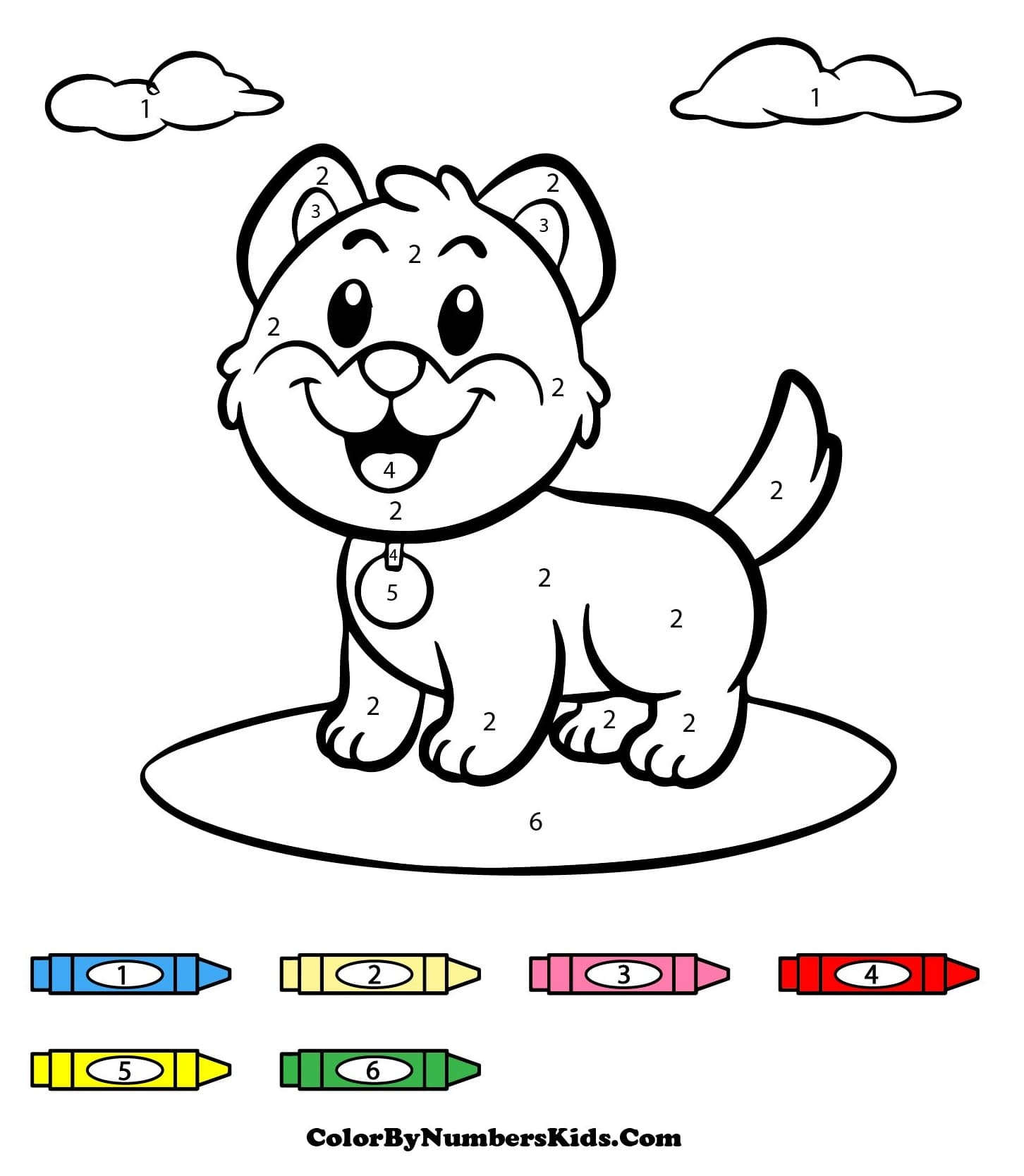 Cartoon Dog Color By Number