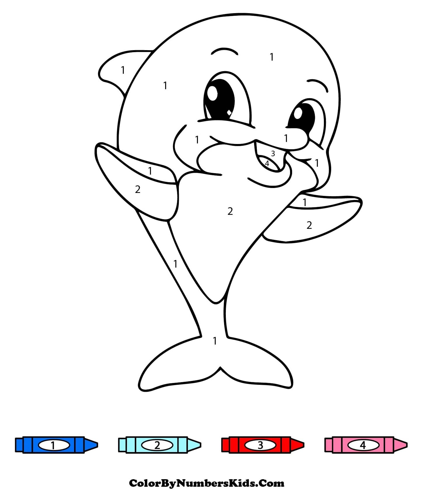 Cartoon Dolphin Color By Number