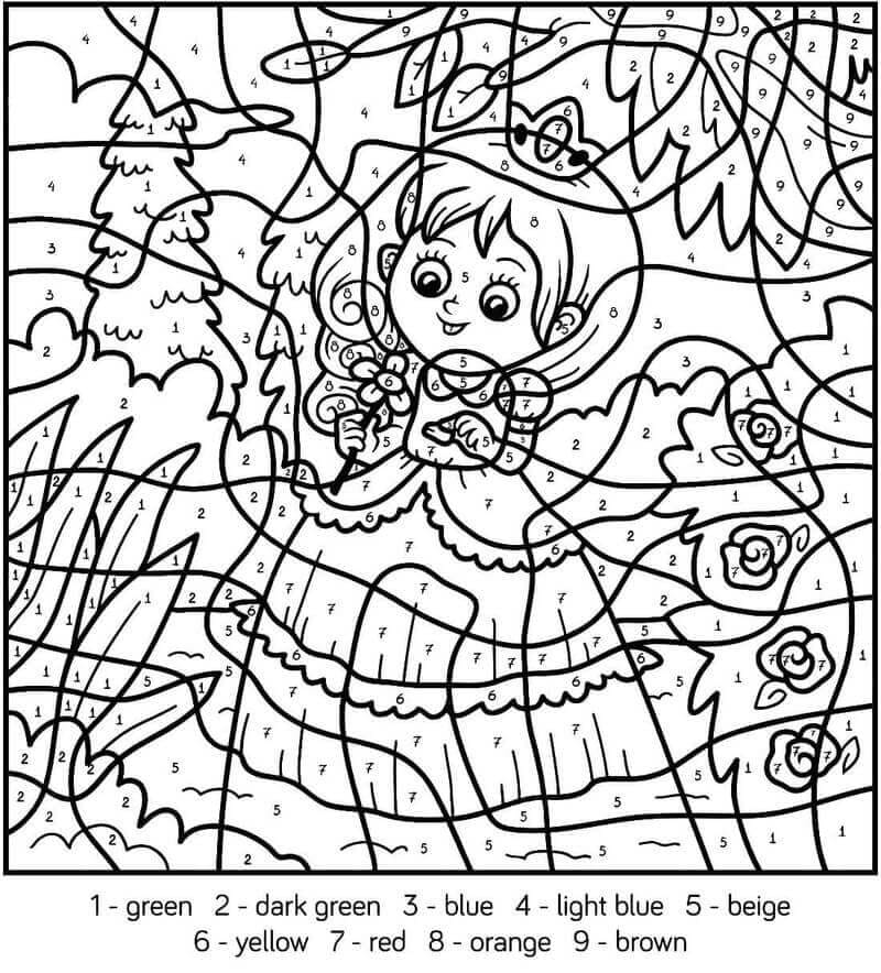 Cartoon Princess Color By Number