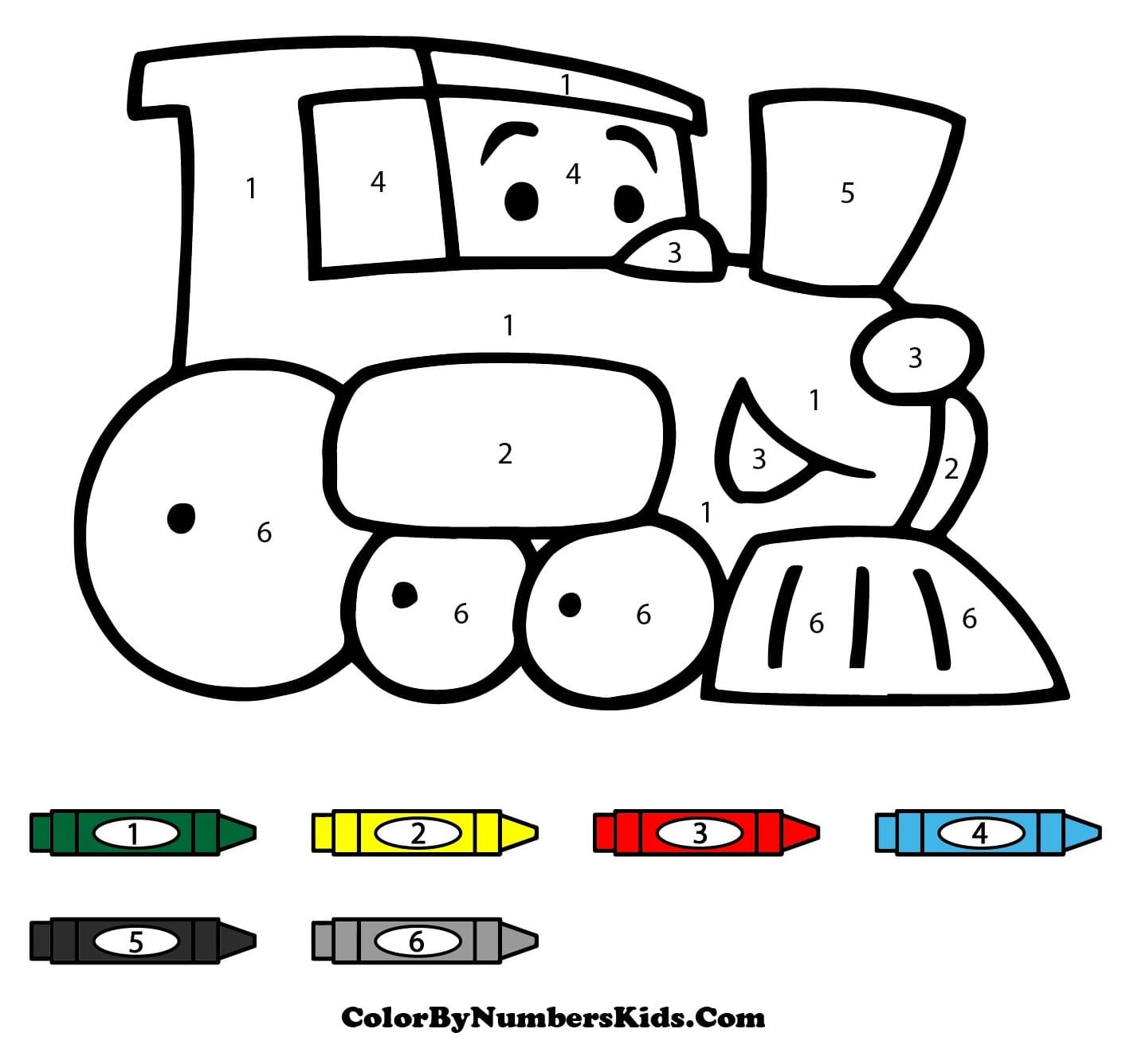 Cartoon Train Color By Number