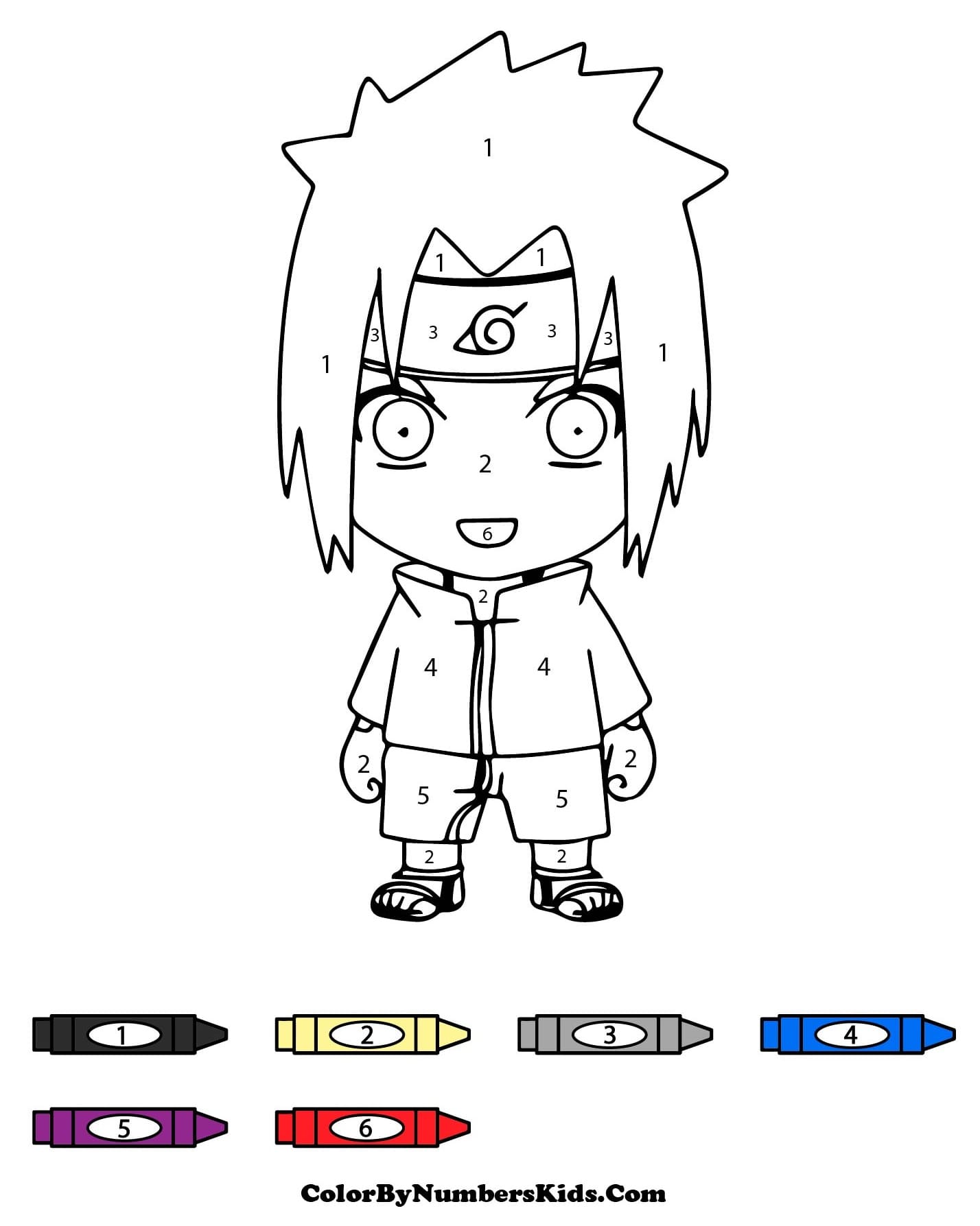 Chibi Sasuke Color By Number