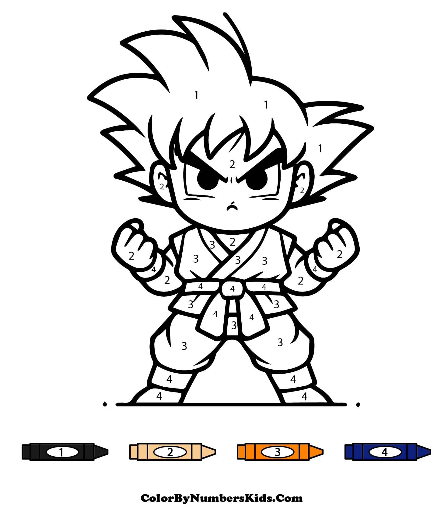 Chibi Son Goku Color By Number