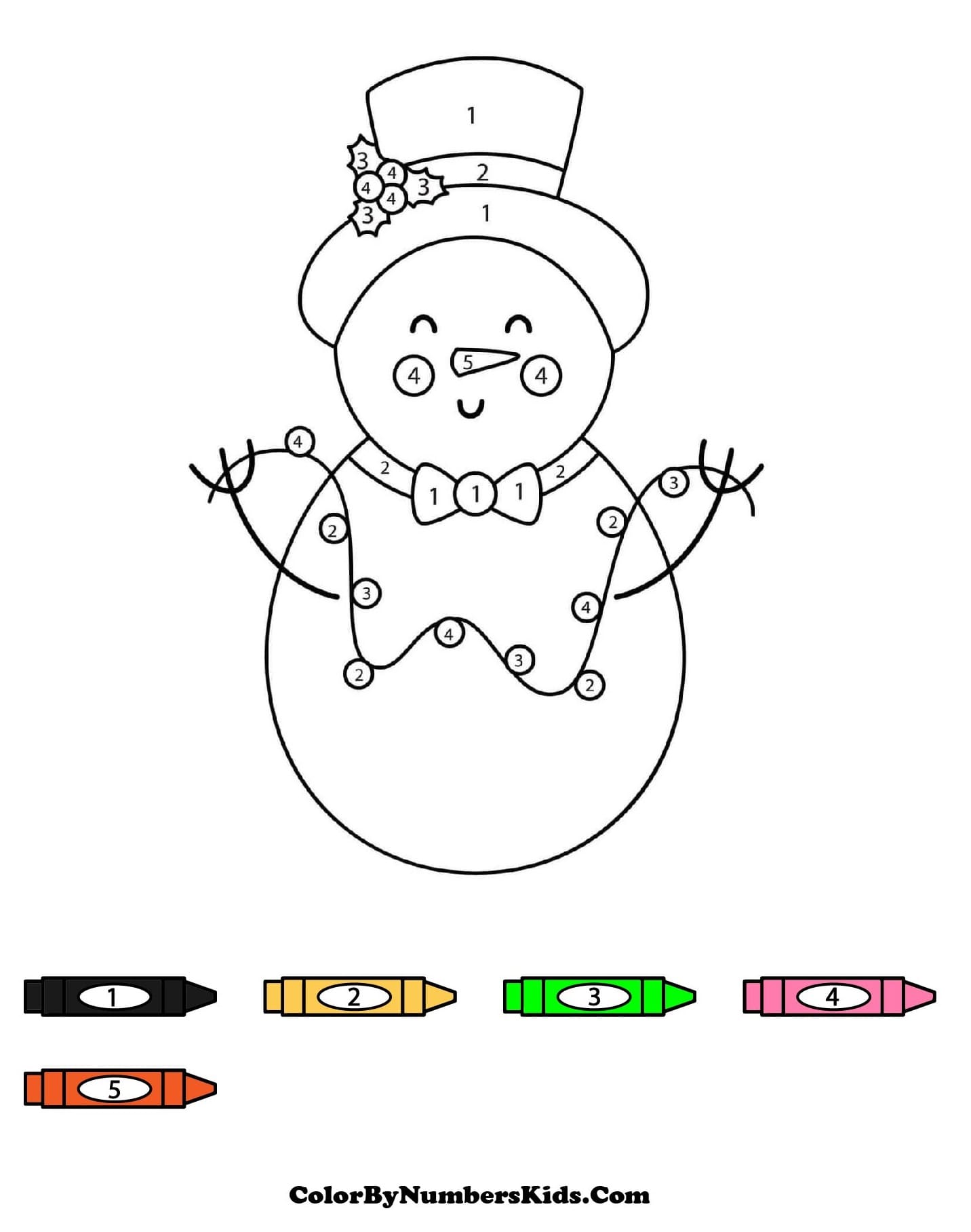 Christmas Snowman Color By Number