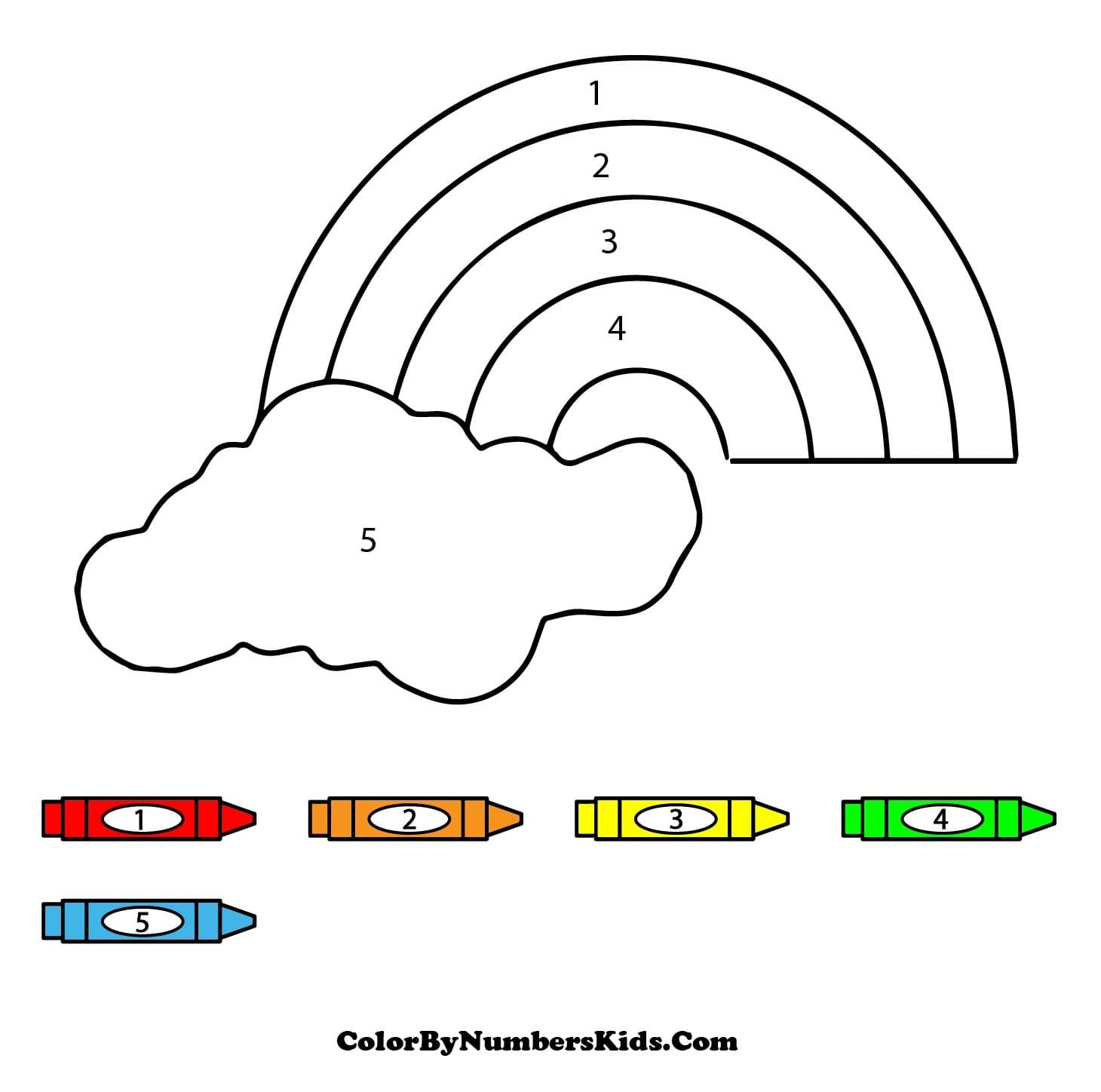 Cloud and Rainbow Color By Number