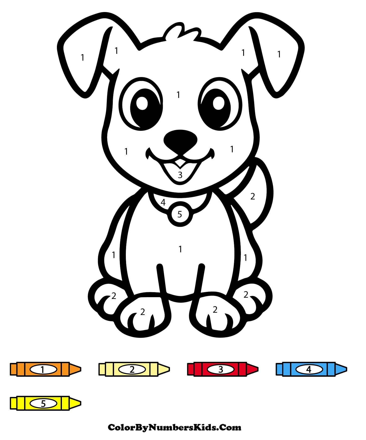Color By Number Cute Dog