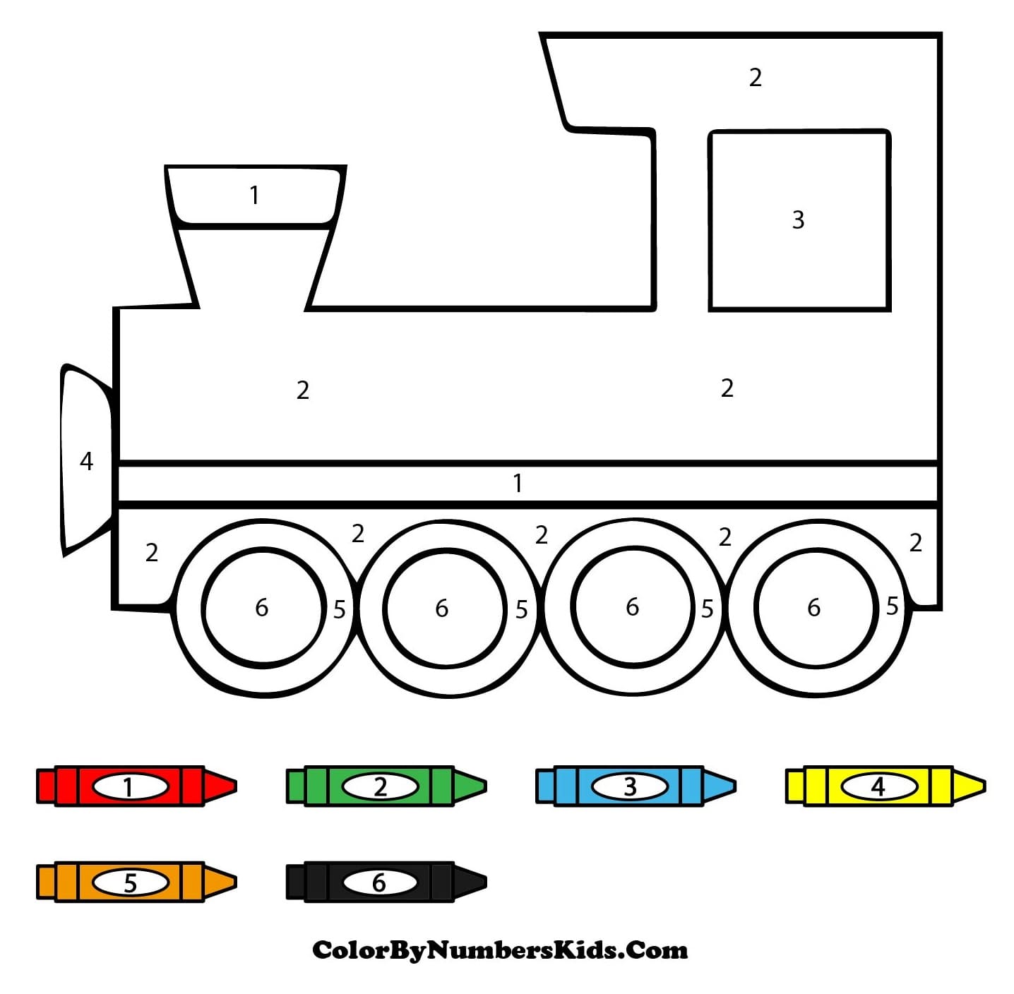 Cool Train Color By Number