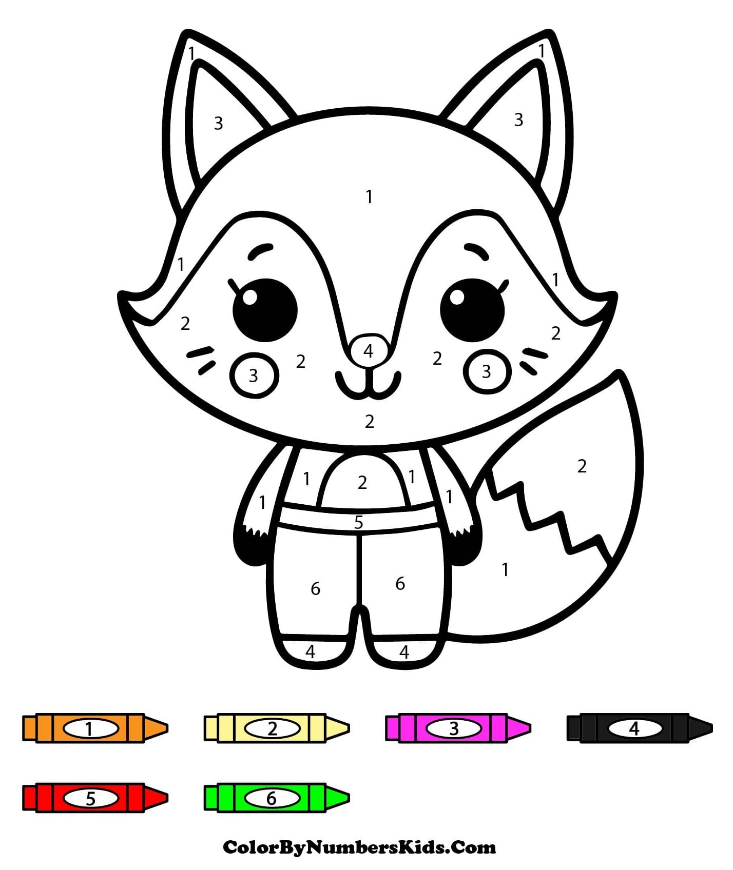 Cute Fox Color By Number