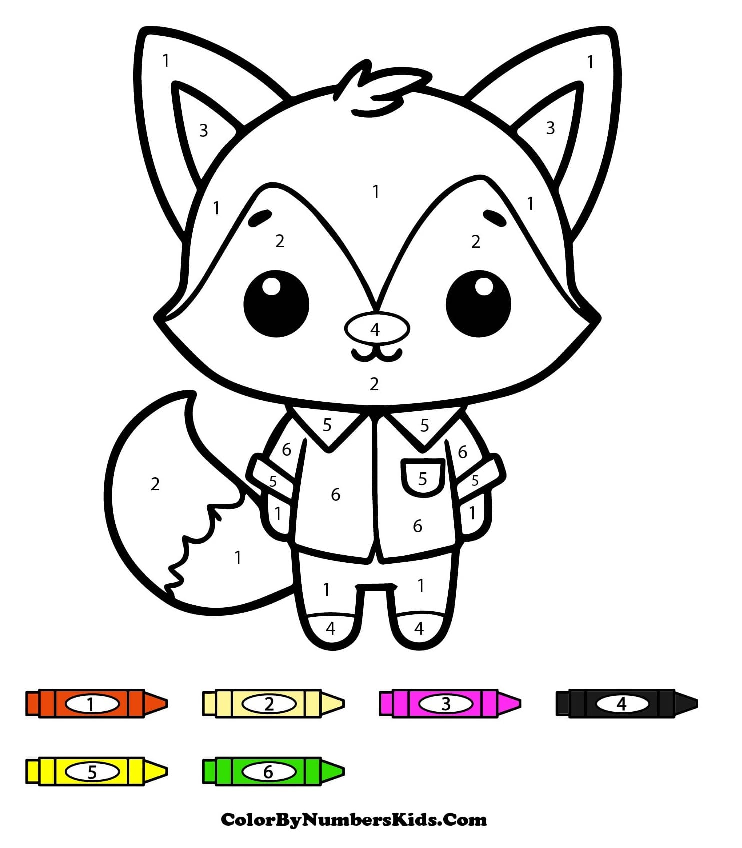 Cute Little Fox Color By Number