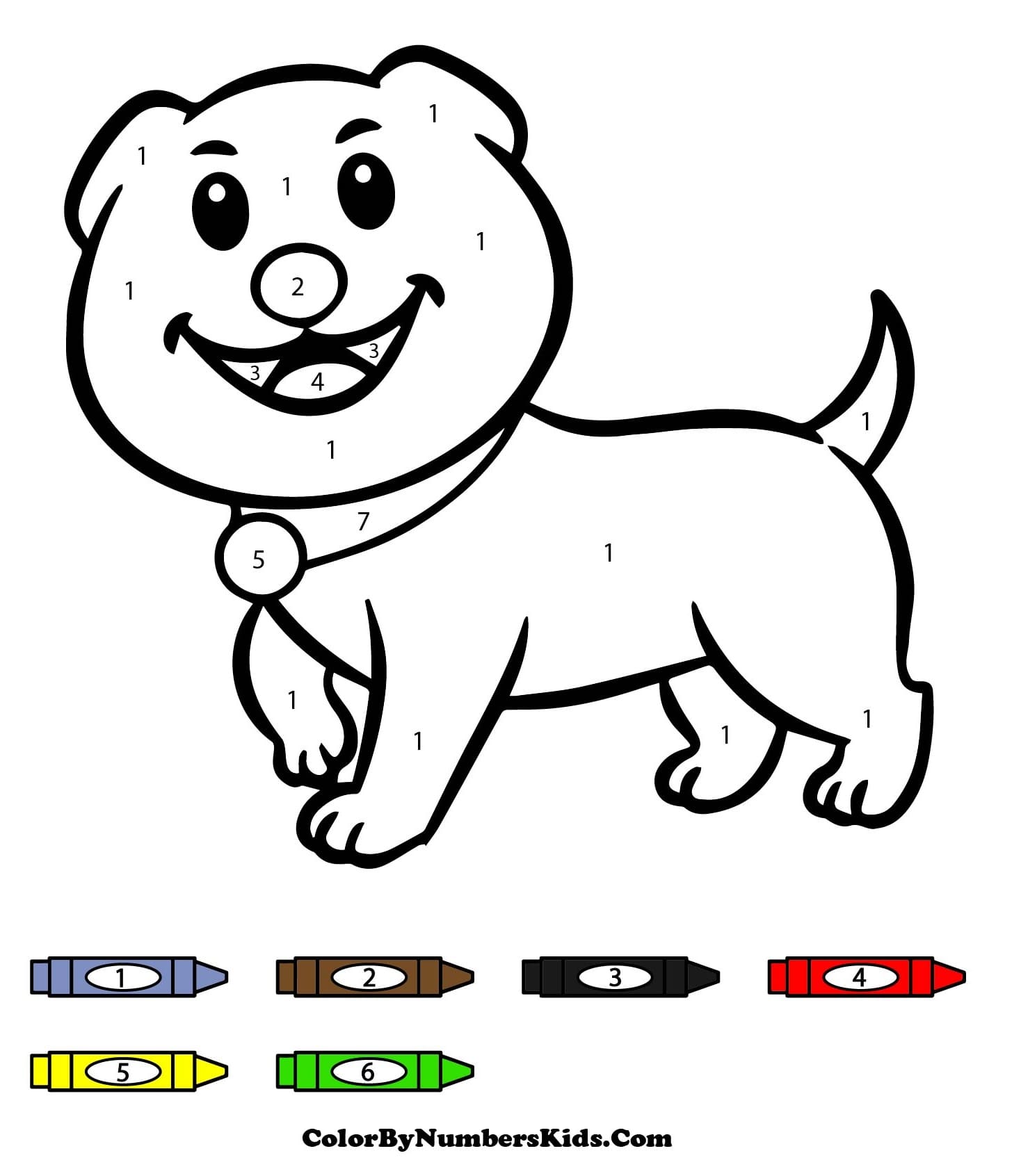 Dog Color By Number For Kids