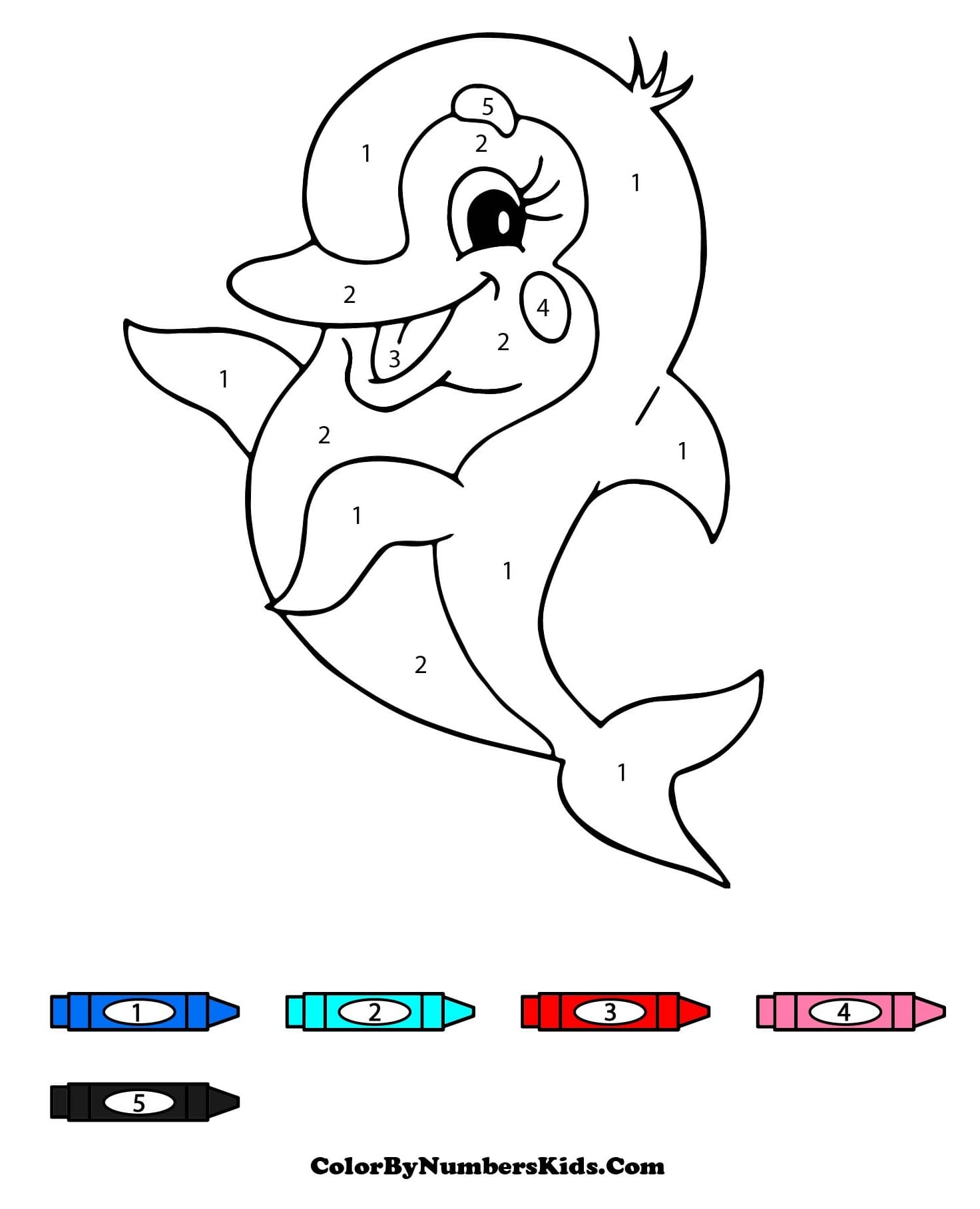 Dolphin Color By Number For Kids