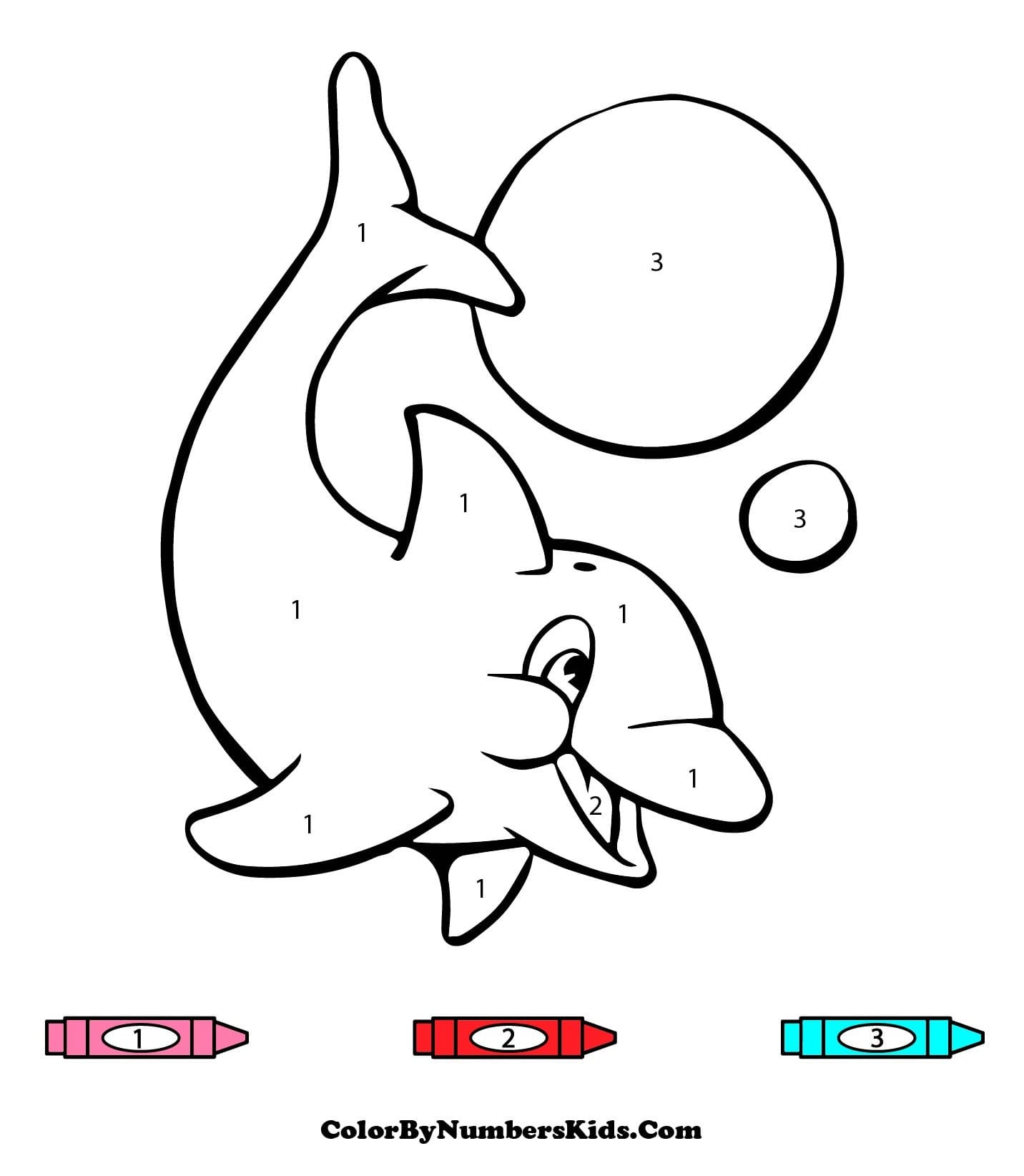 Dolphin Color By Number Sheet