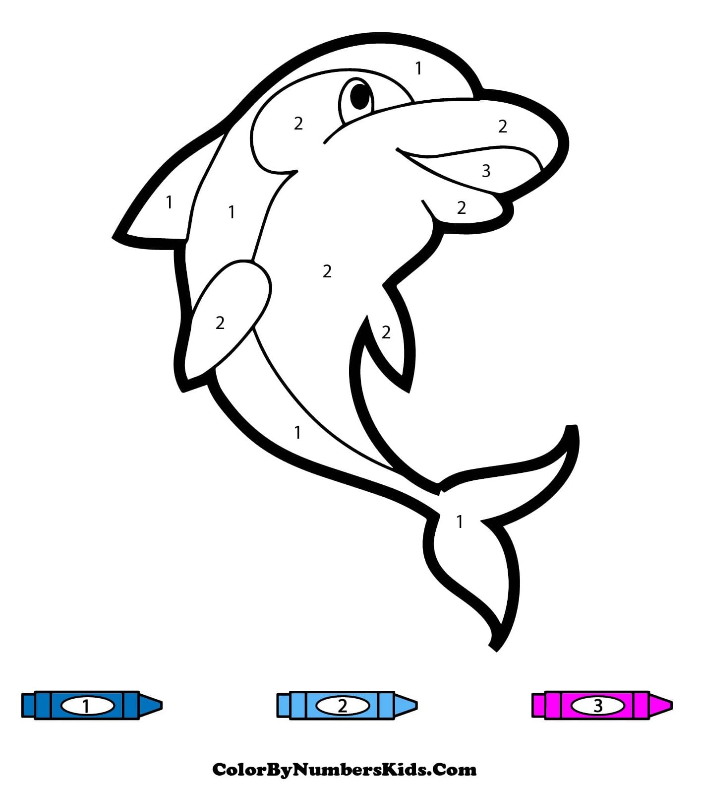 Dolphin Color By Number Worksheet