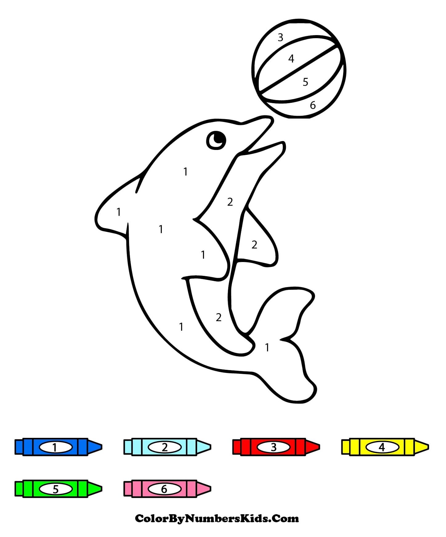 Dolphin Playing Color By Number