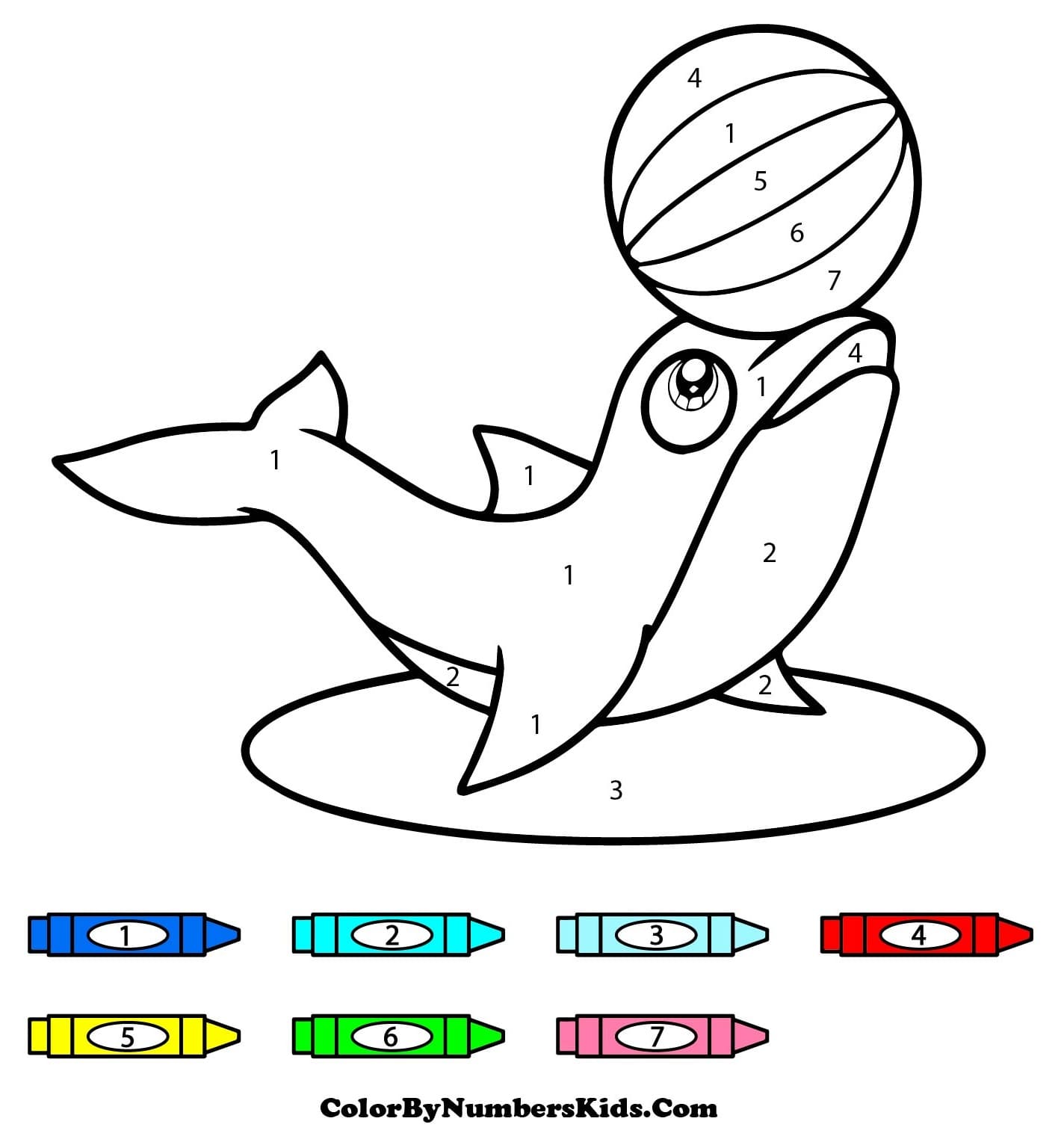 Dolphin with Ball Color By Number