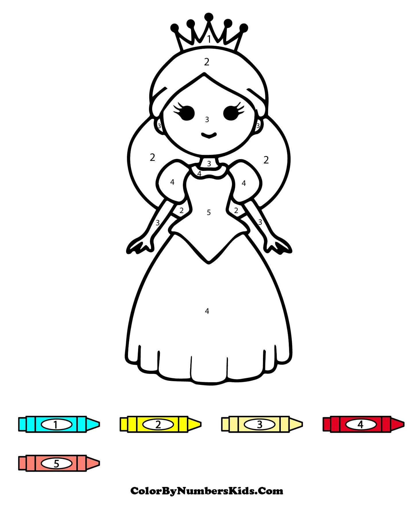 Easy Princess Color By Number