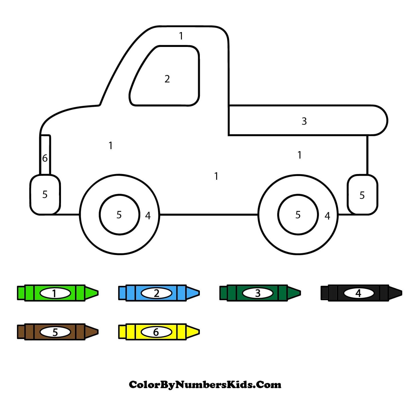 Easy Truck Color By Number