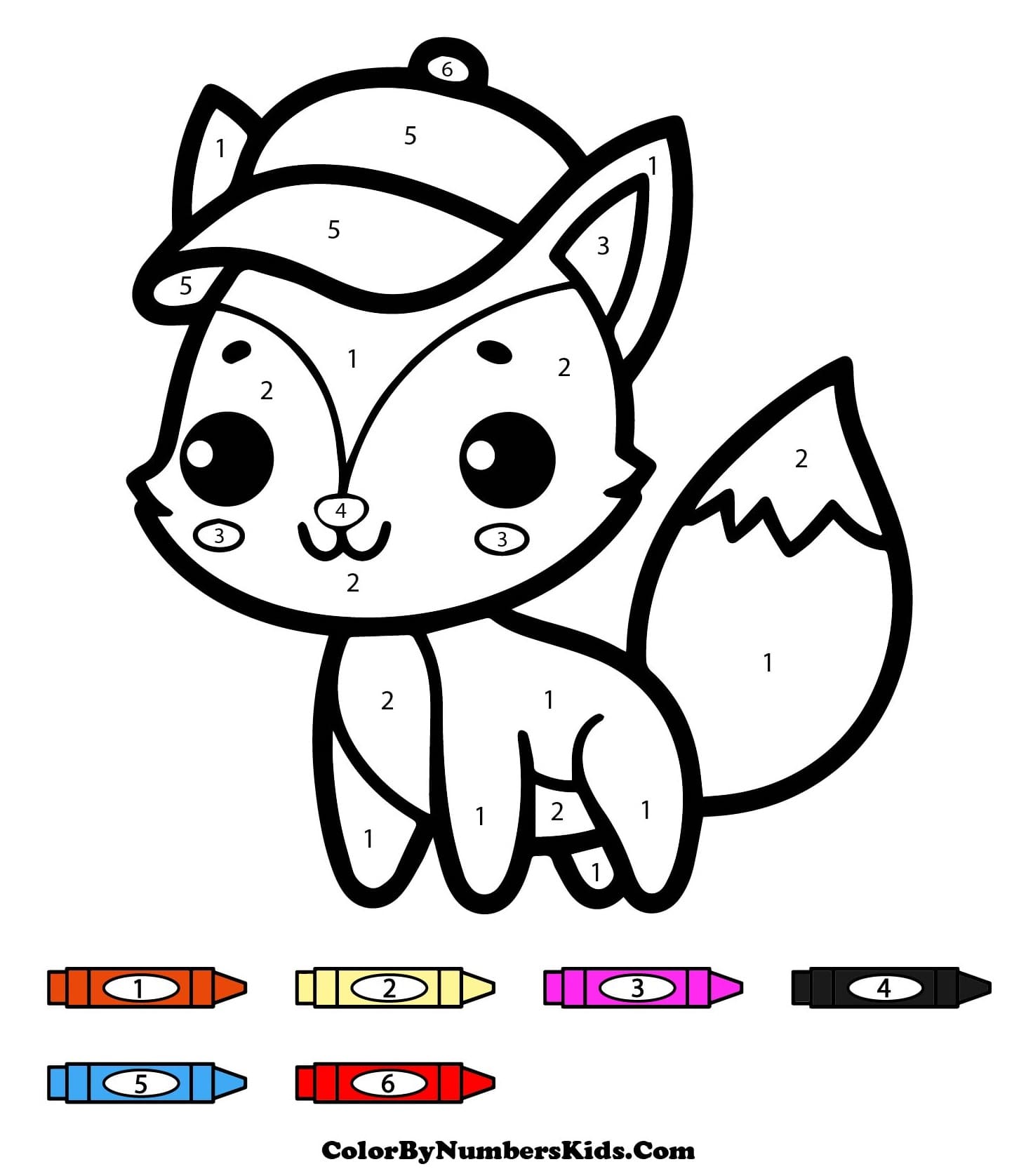 Fox Color By Number For Kids
