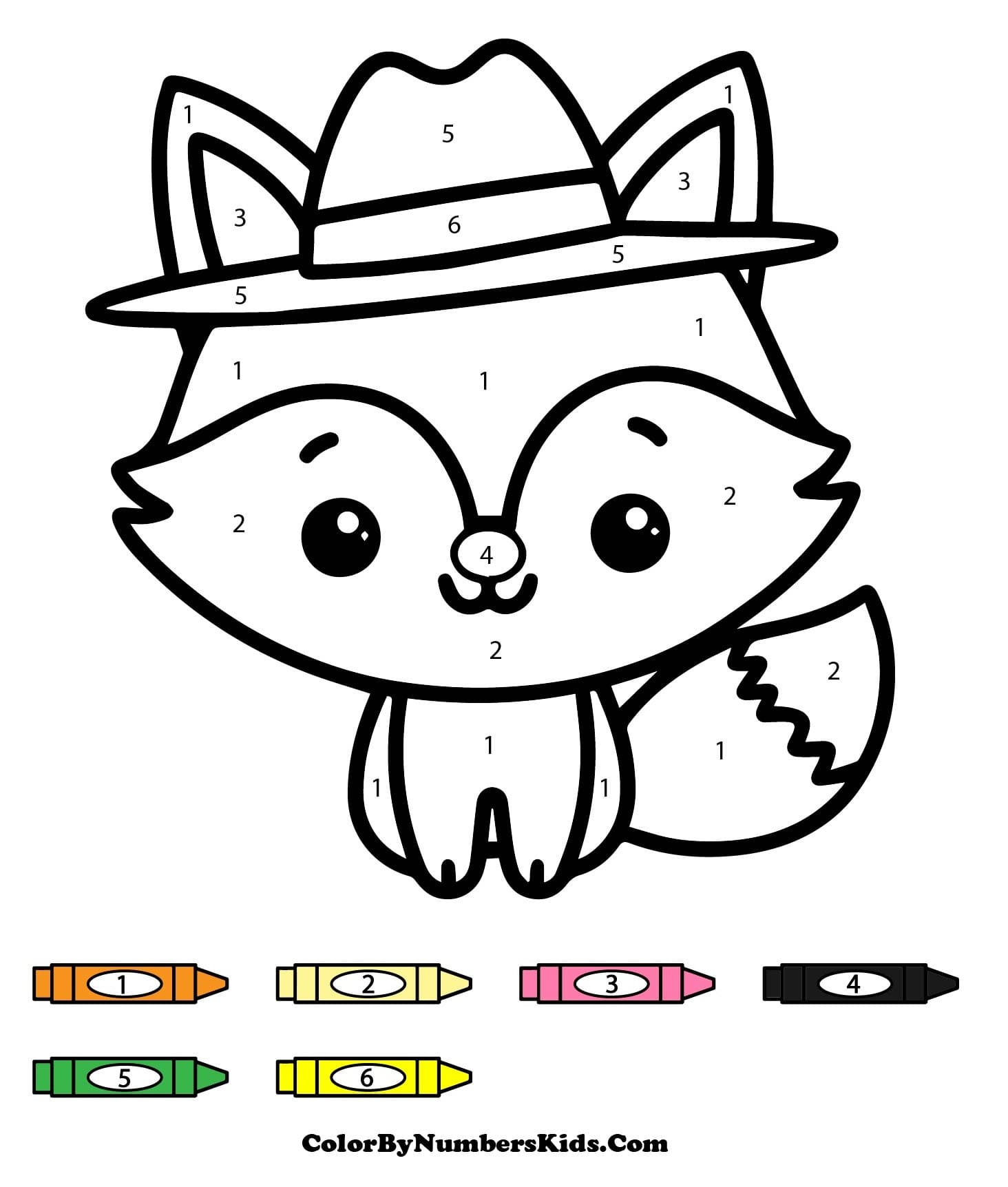 Fox Color By Number Worksheet