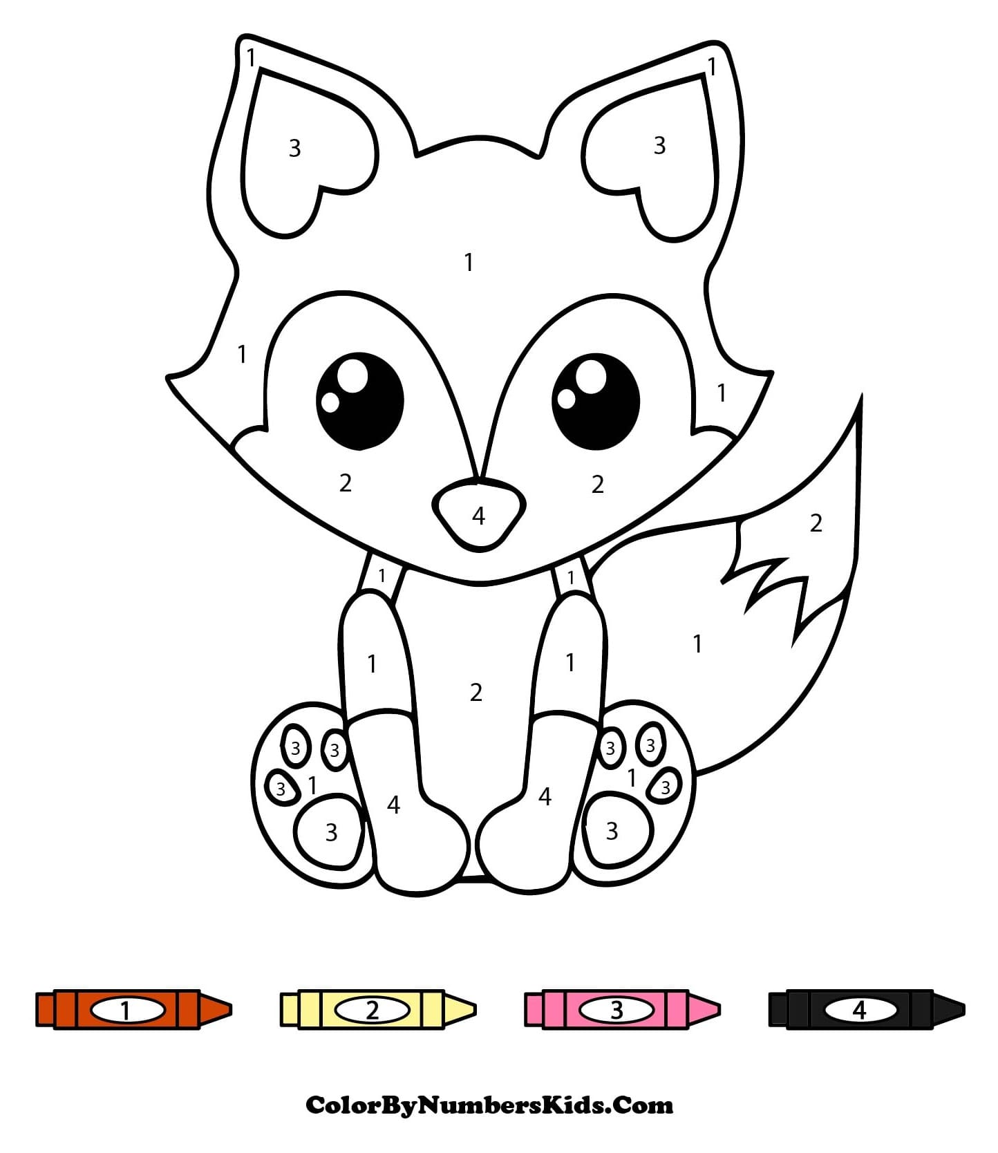Fox Sitting Color By Number