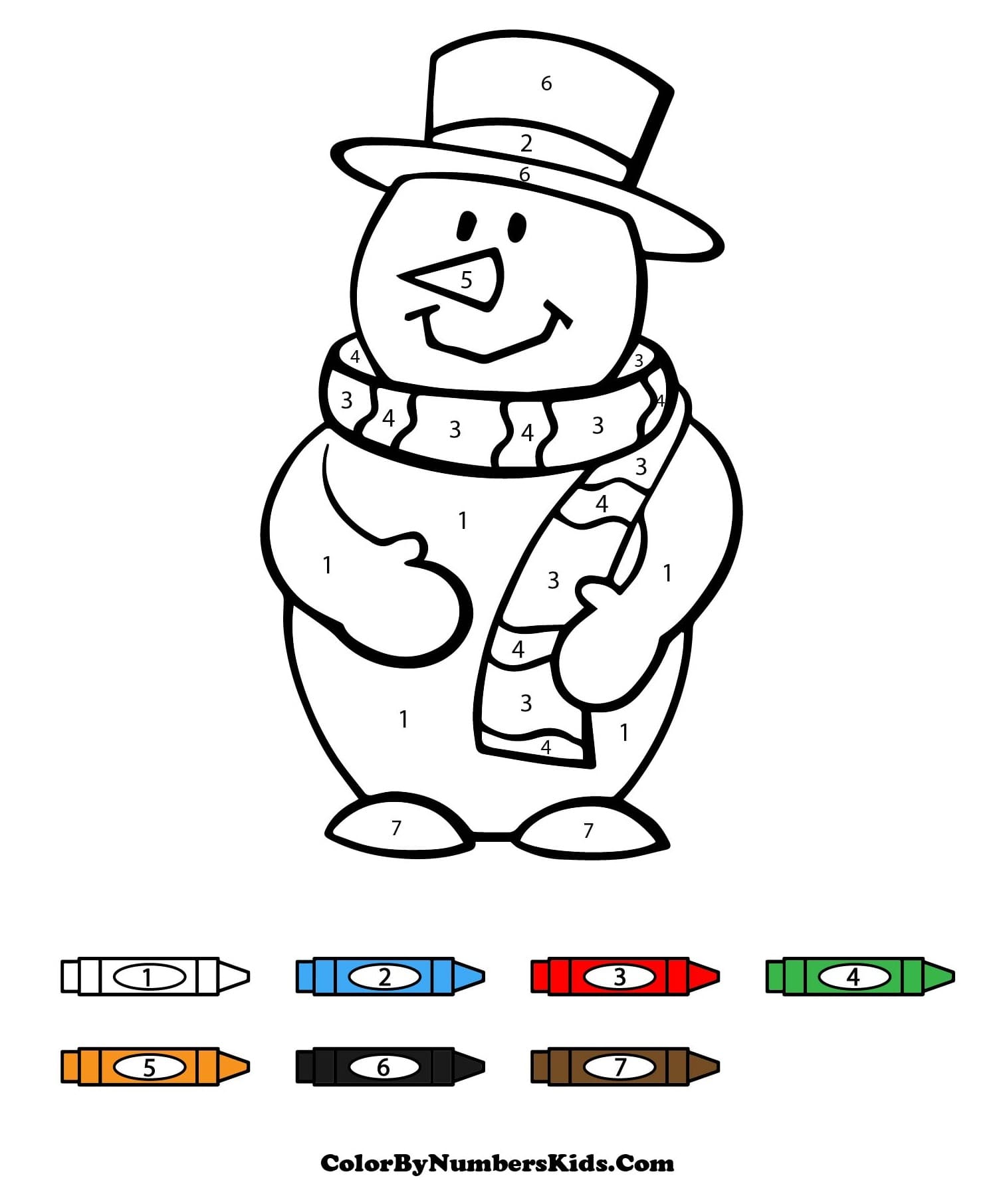 Fun Snowman Color By Number