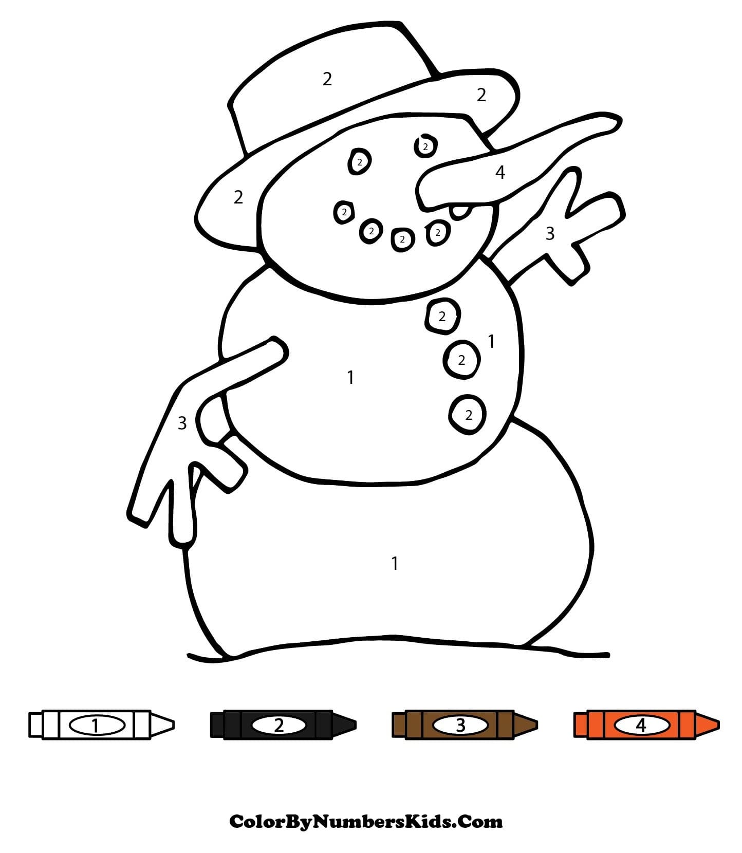 Funny Snowman Color By Number