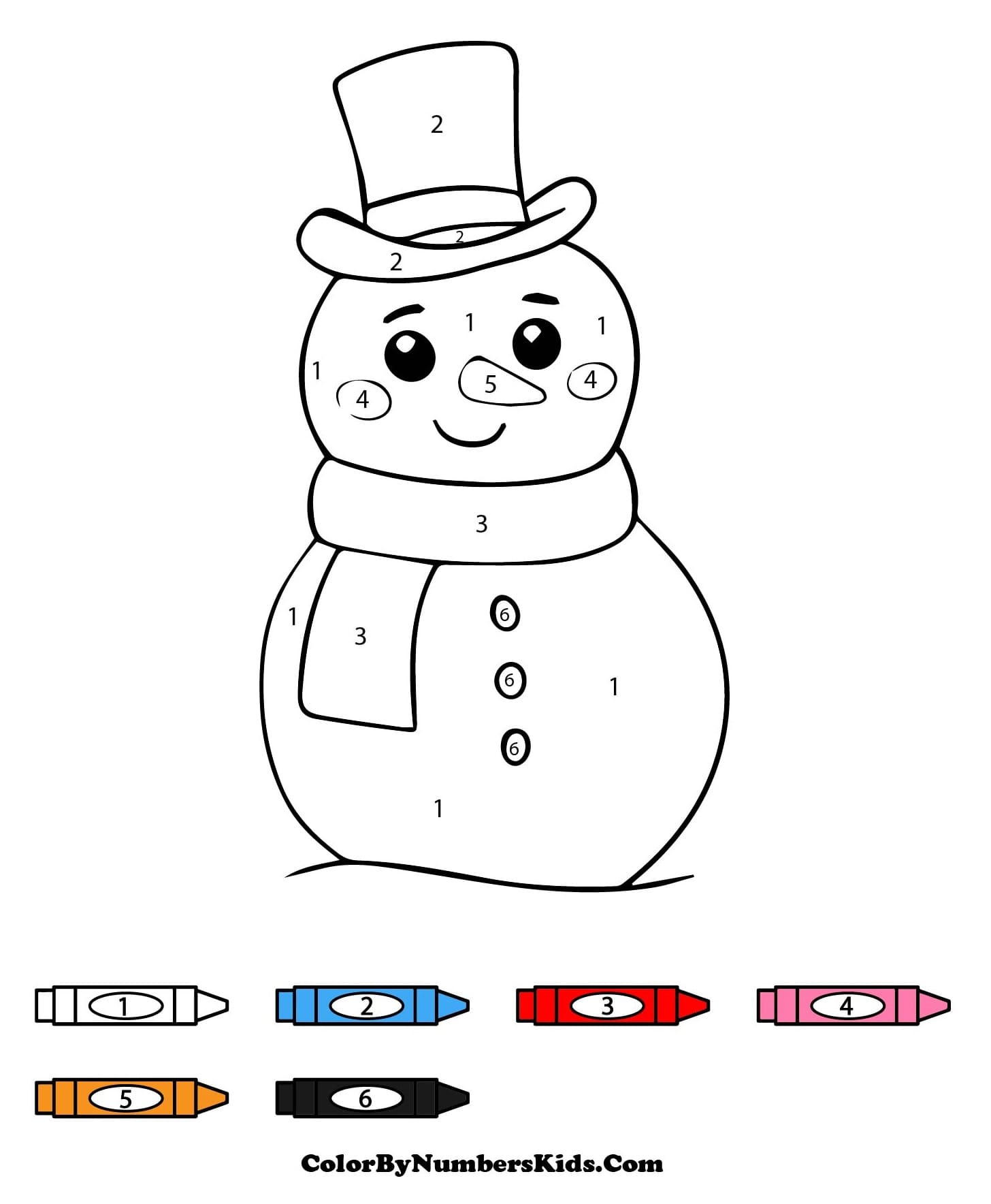 Happy Snowman Color By Number