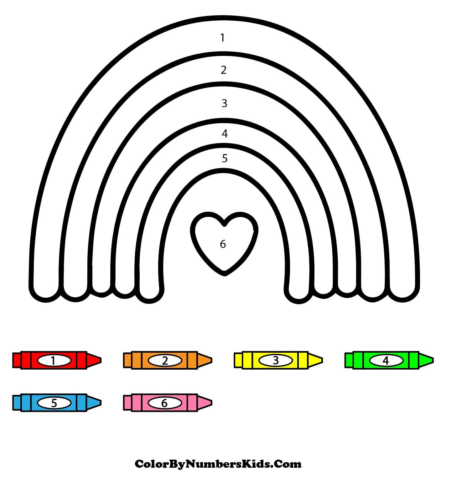 Heart and Rainbow Color By Number