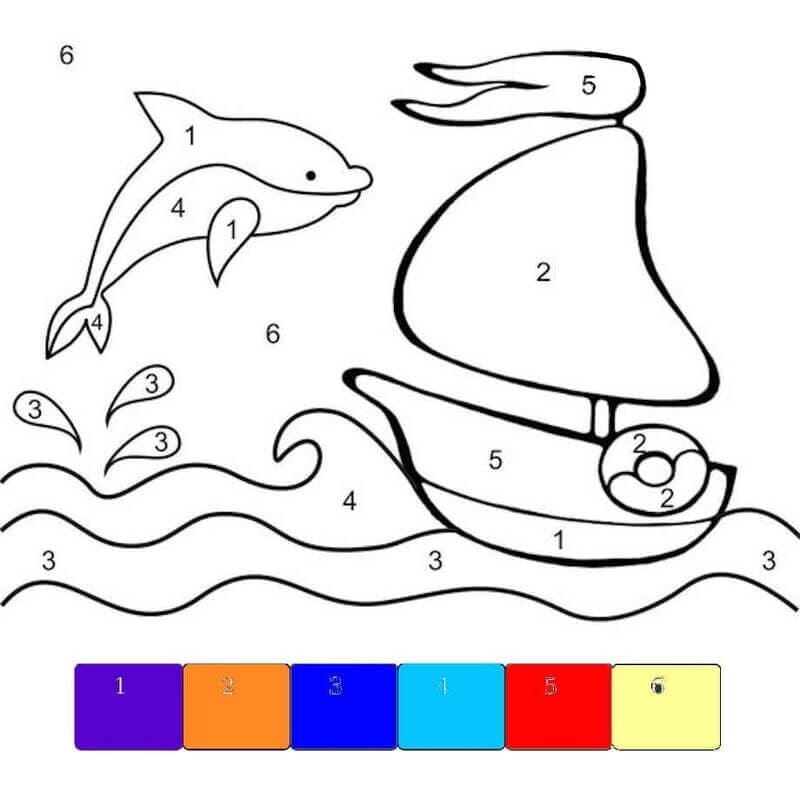 Jumping Dolphin Color By Number