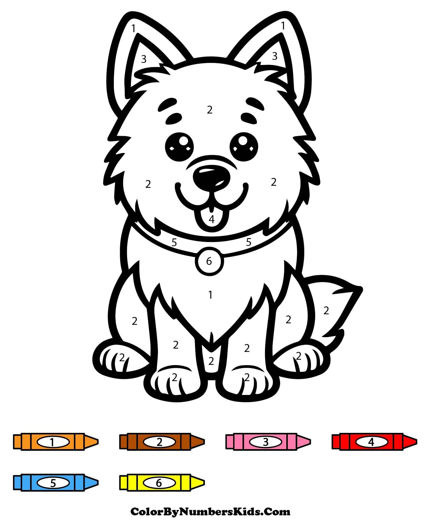 Kawaii Dog Color By Number