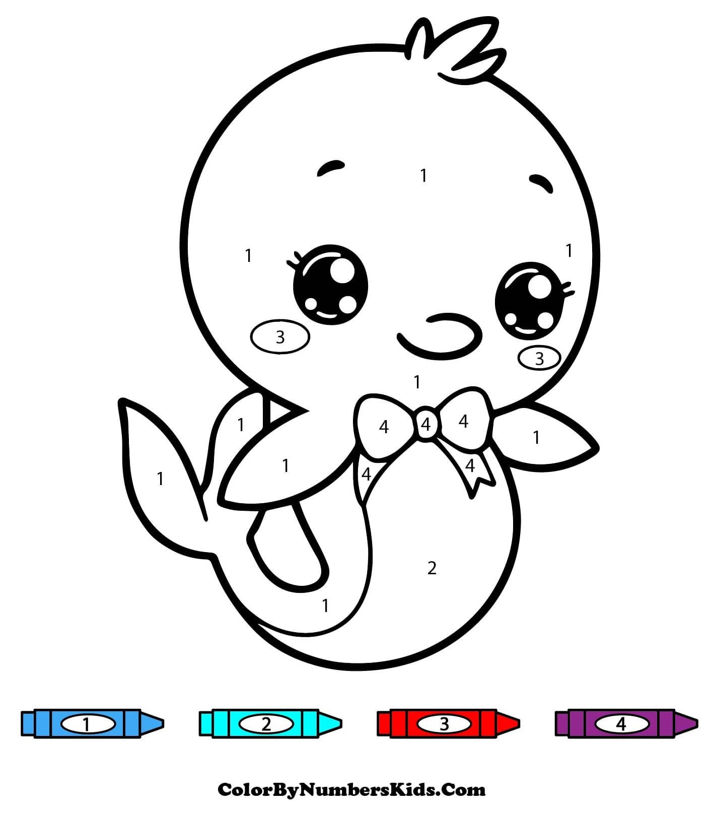 Kawaii Dolphin Color By Number