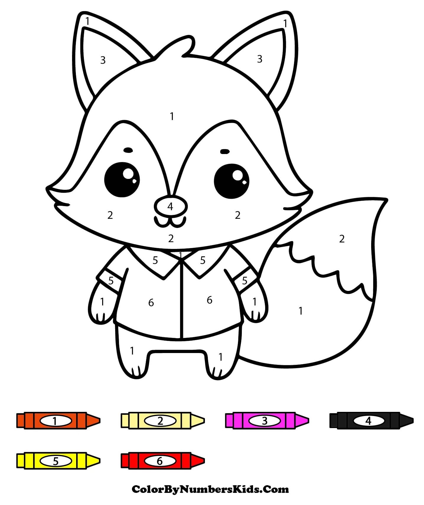 Kawaii Fox Color By Number