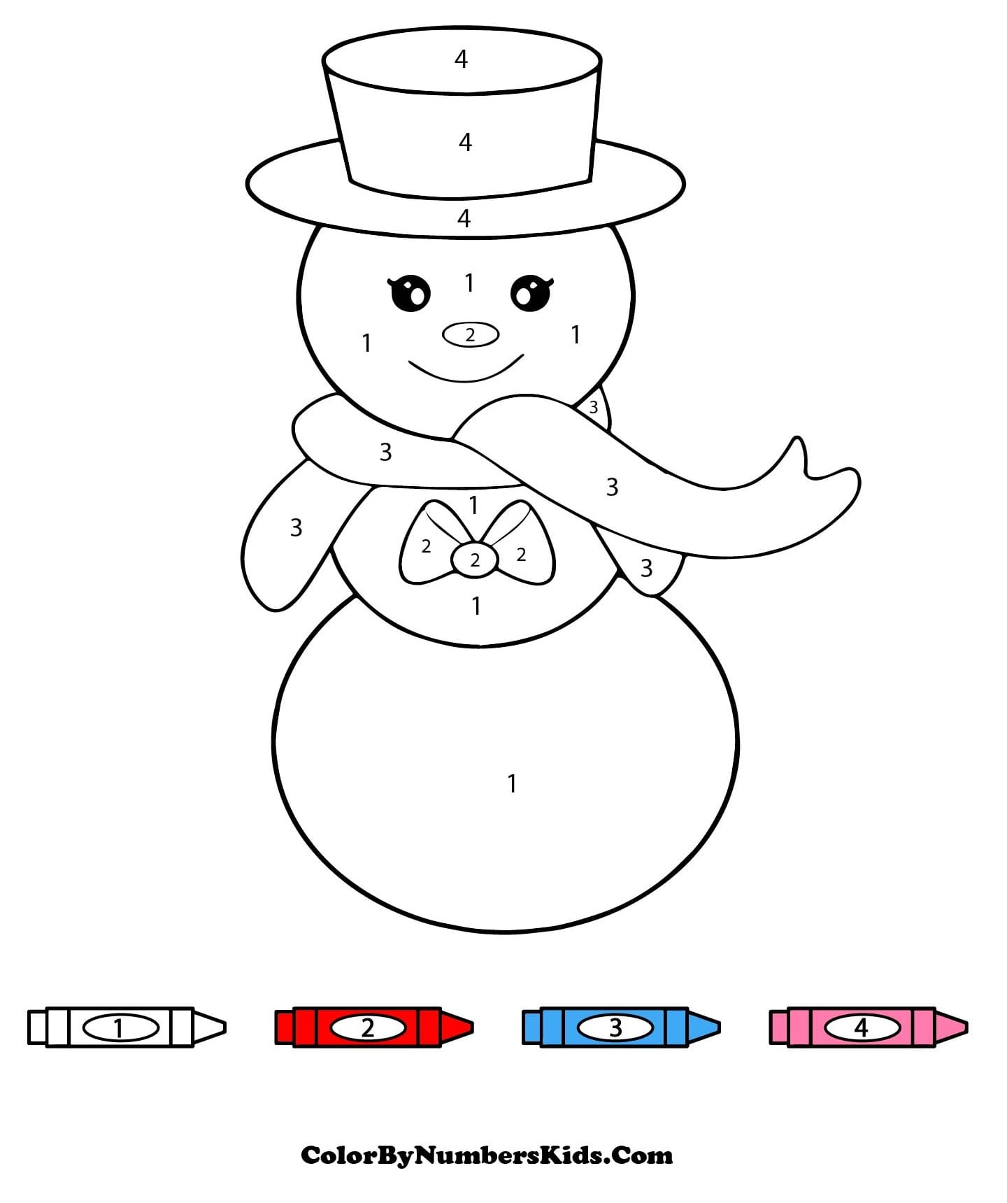 Kawaii Snowman Color By Number