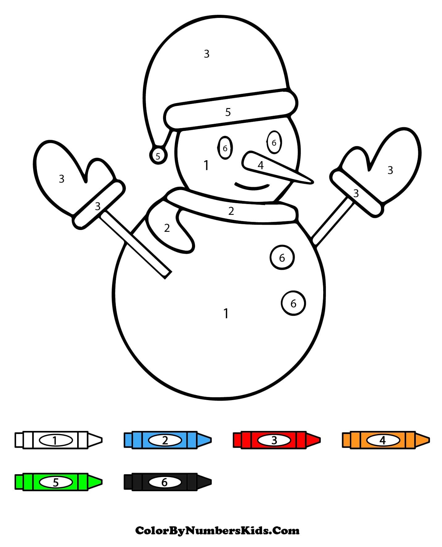 Little Snowman Color By Number