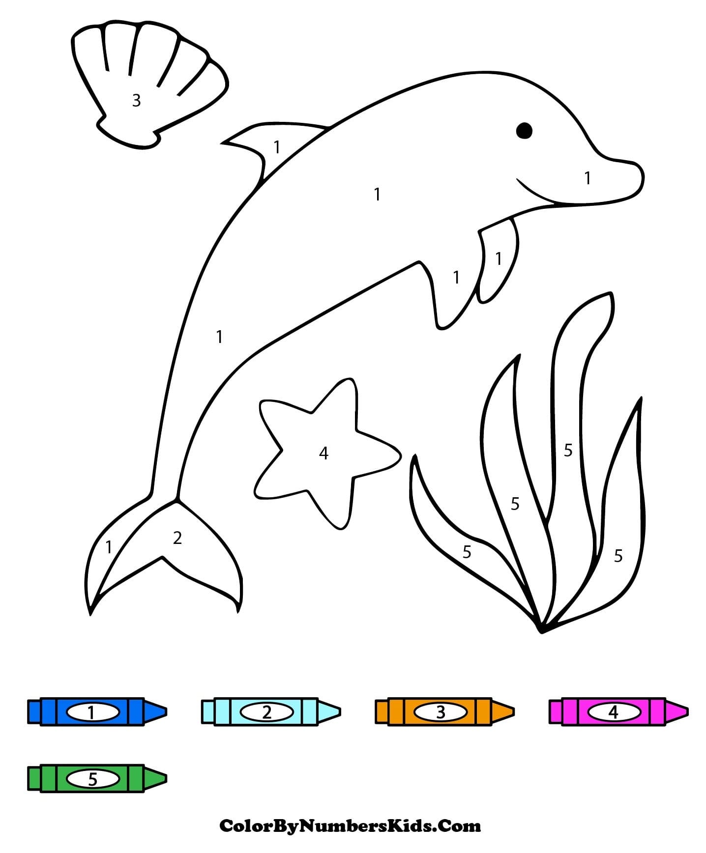 Ocean Dolphin Color By Number