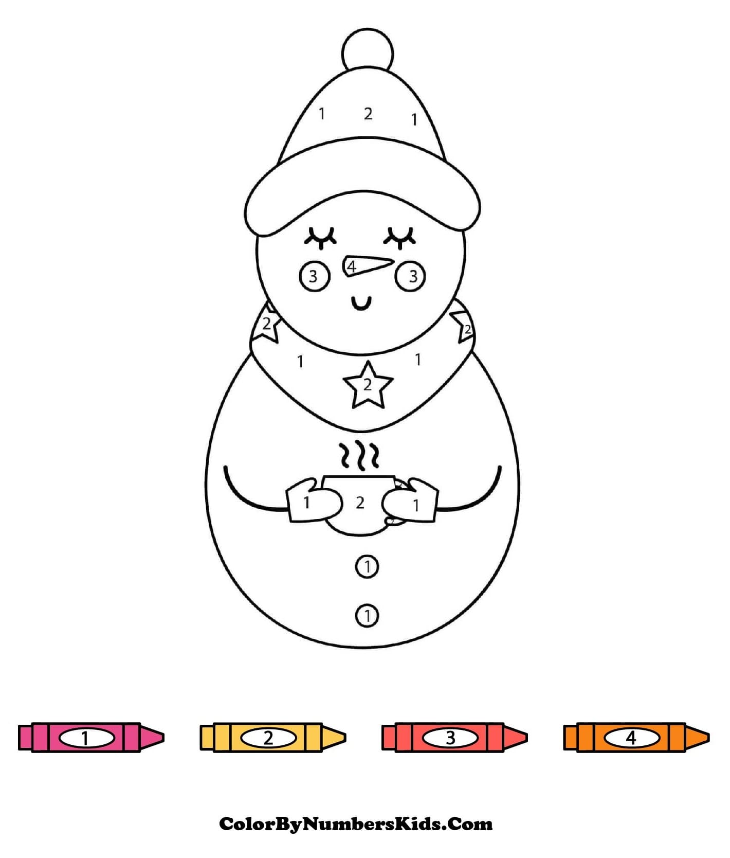 Pretty Snowman Color By Number