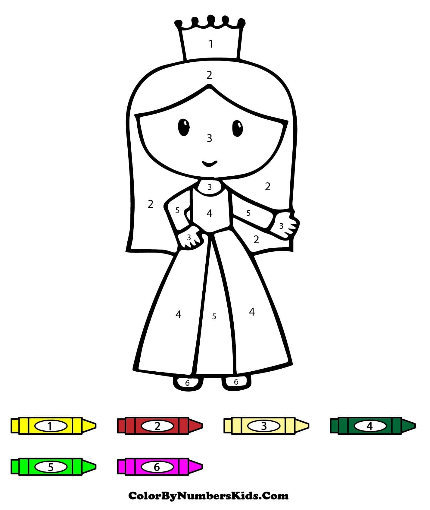 Princess Color By Number For Kids