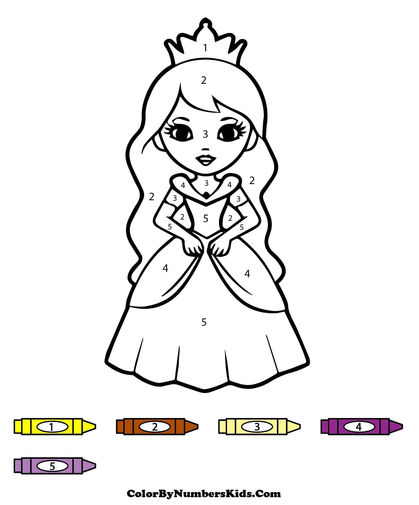 Princess Color By Number Sheet