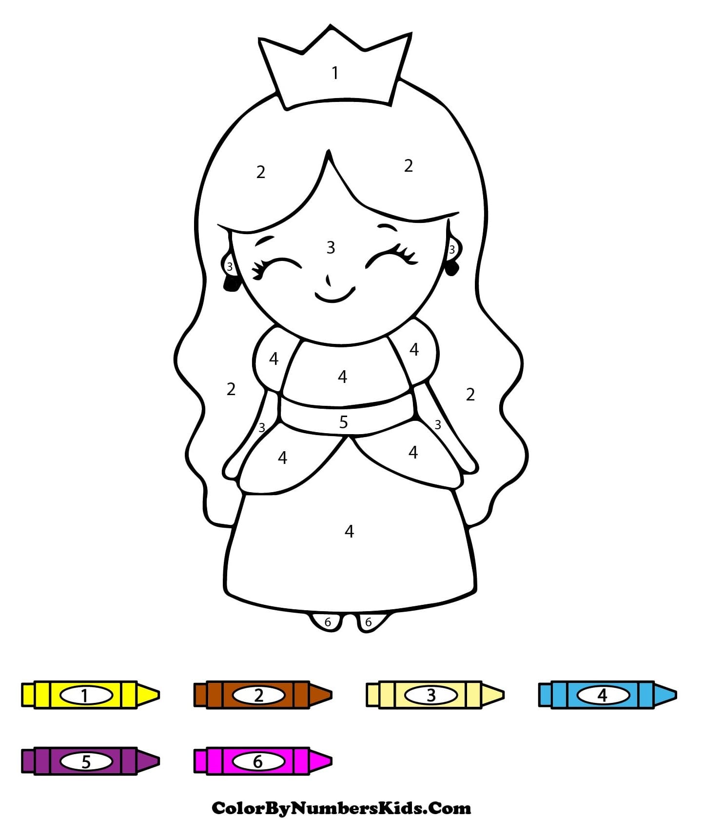 Princess Color By Number Worksheet