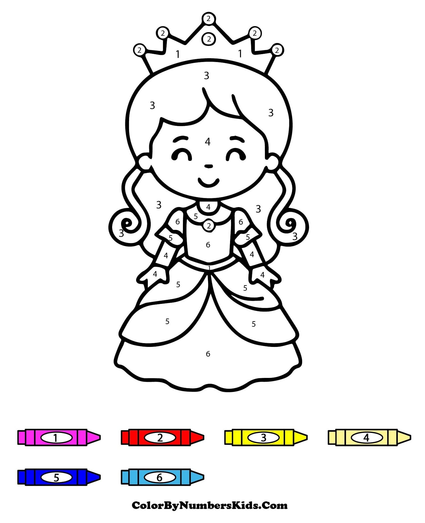 Princess Cute Color By Number