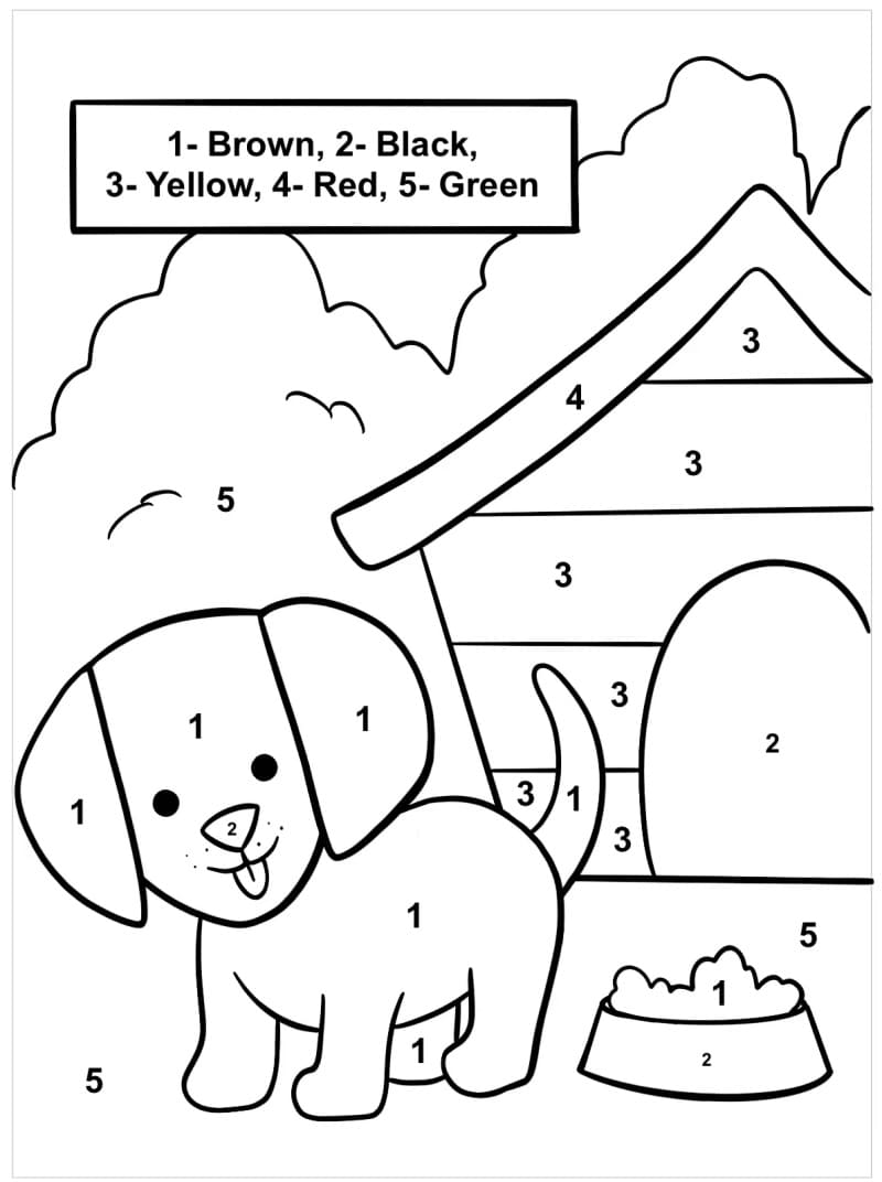 Printable Dog Color By Number