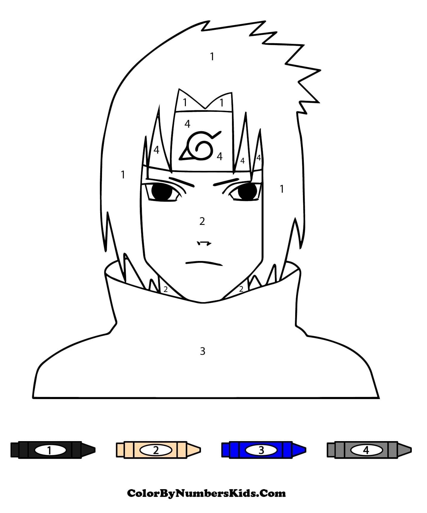 Printable Sasuke Color By Number