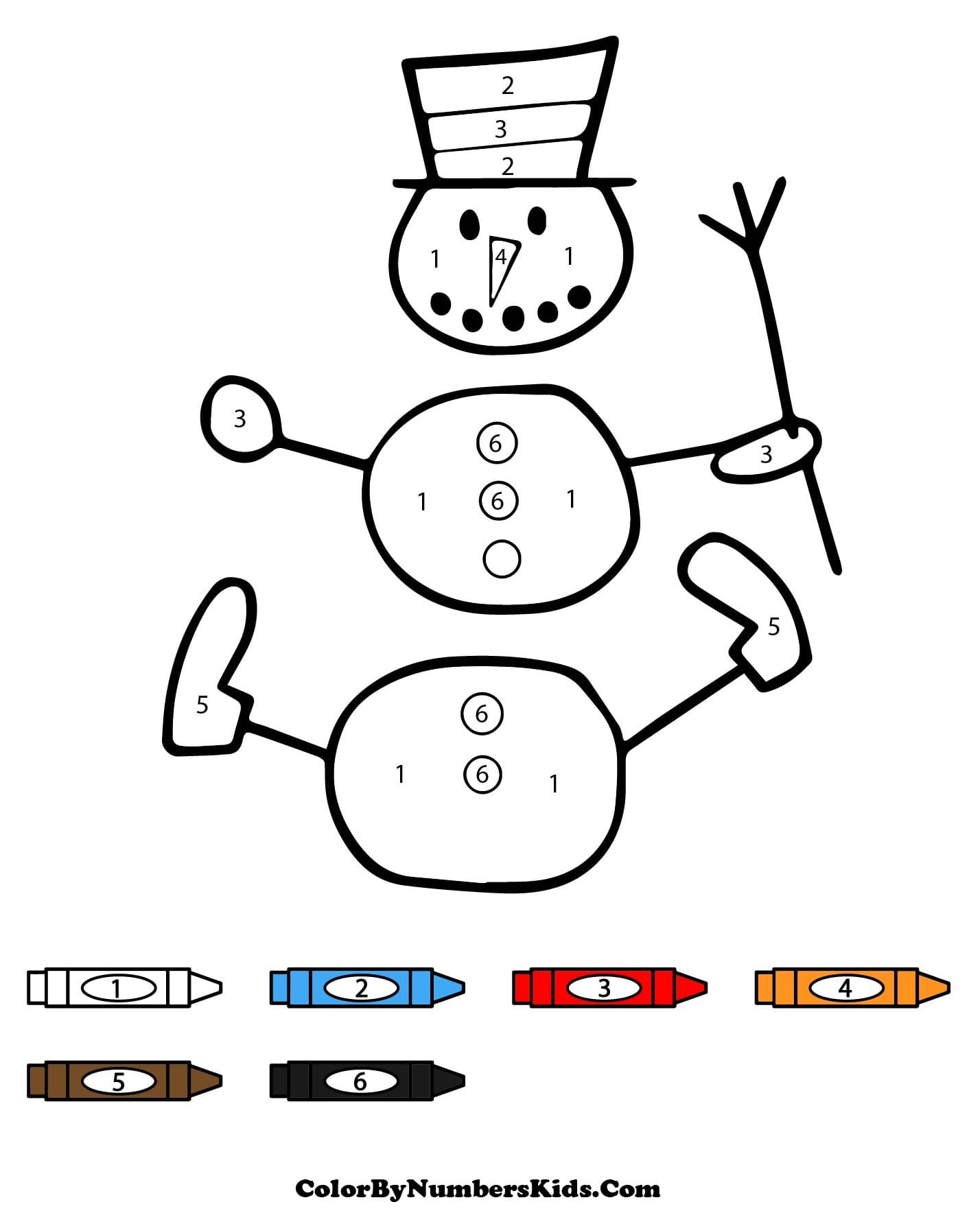 Printable Snowman Color By Number