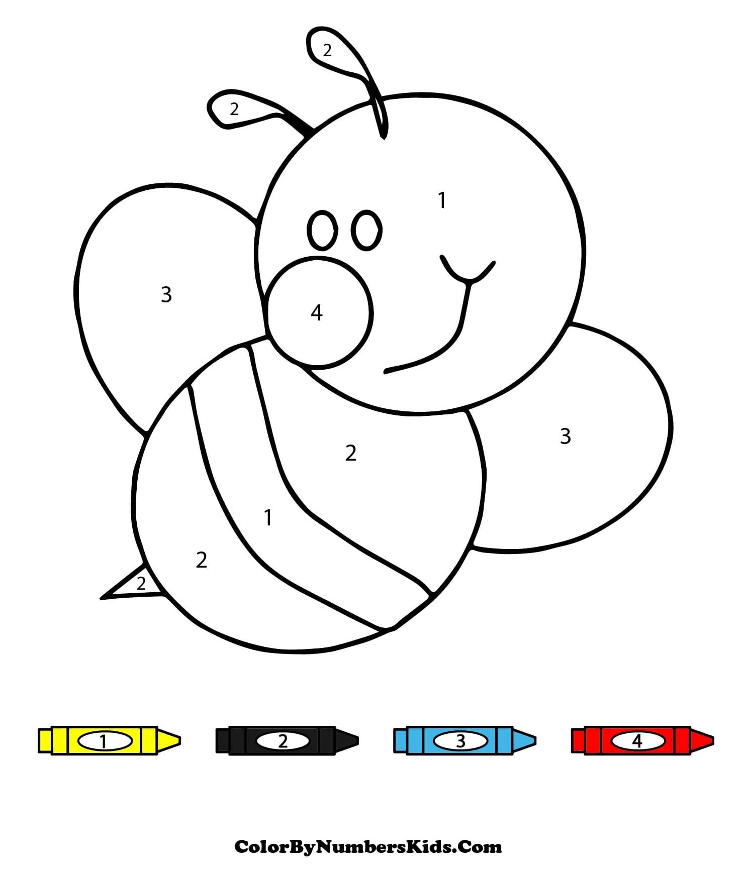 Simple Bee Color By Number