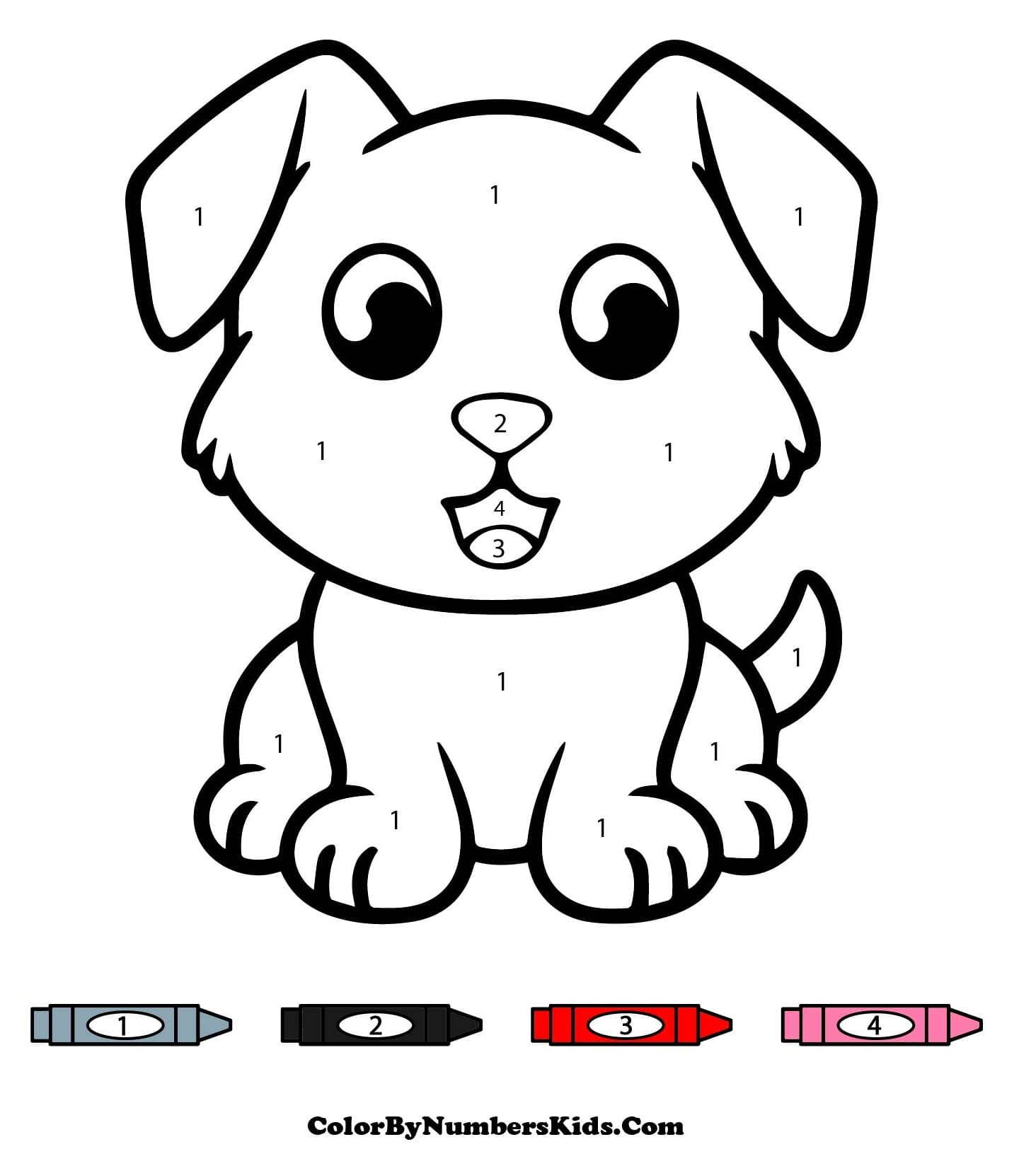Simple Dog Color By Number