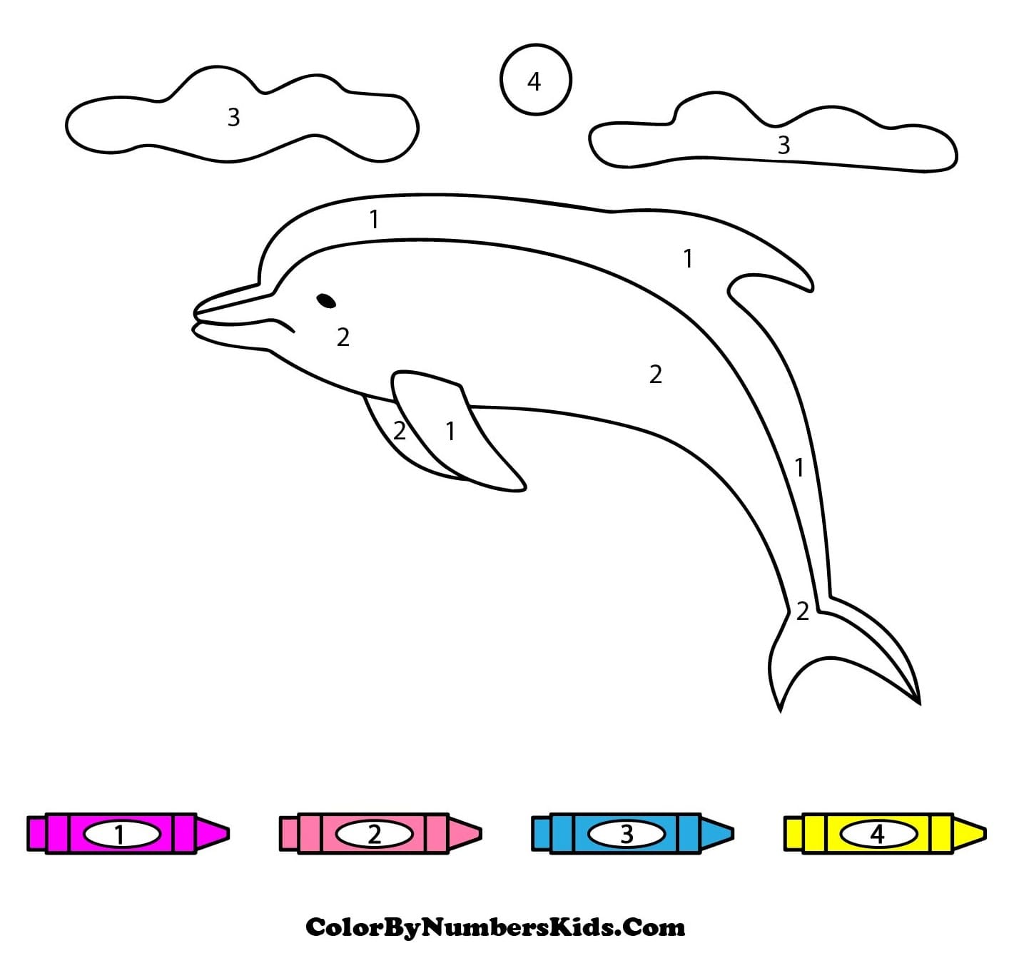 Simple Dolphin Color By Number