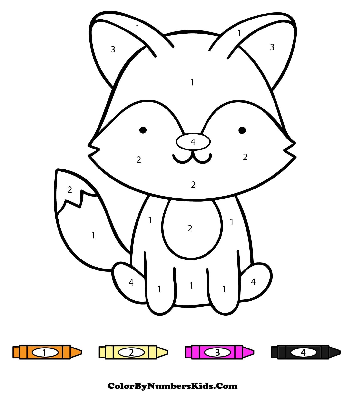 Simple Fox Color By Number